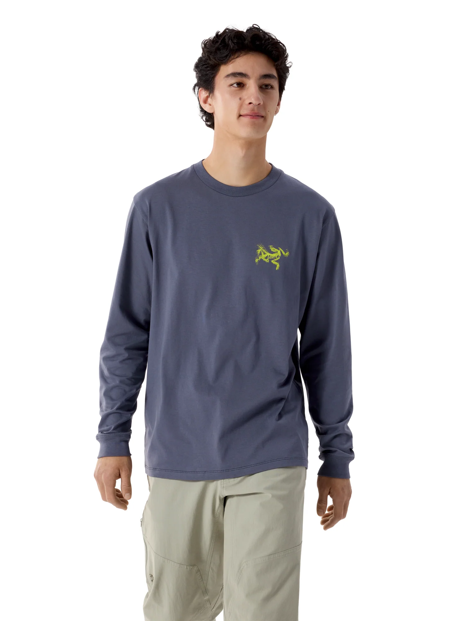 Men's Kragg SL Cotton Bird Tile Long-Sleeve Shirt - DK Stratus / Euphoria - Image 2