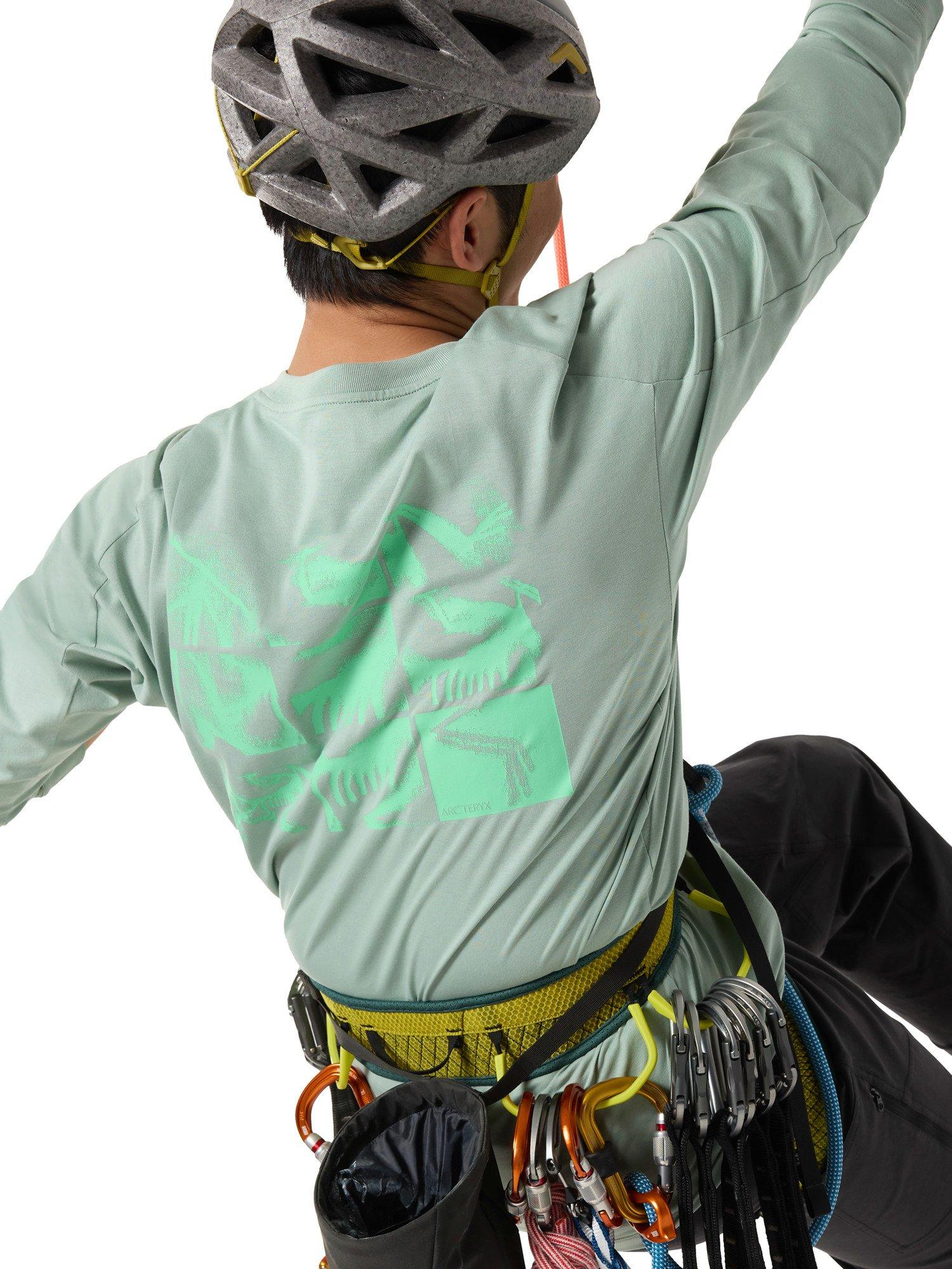 Men's Kragg SL Cotton Long-Sleeve T-Shirt - Stone Green / Phosphorescent - Image 4