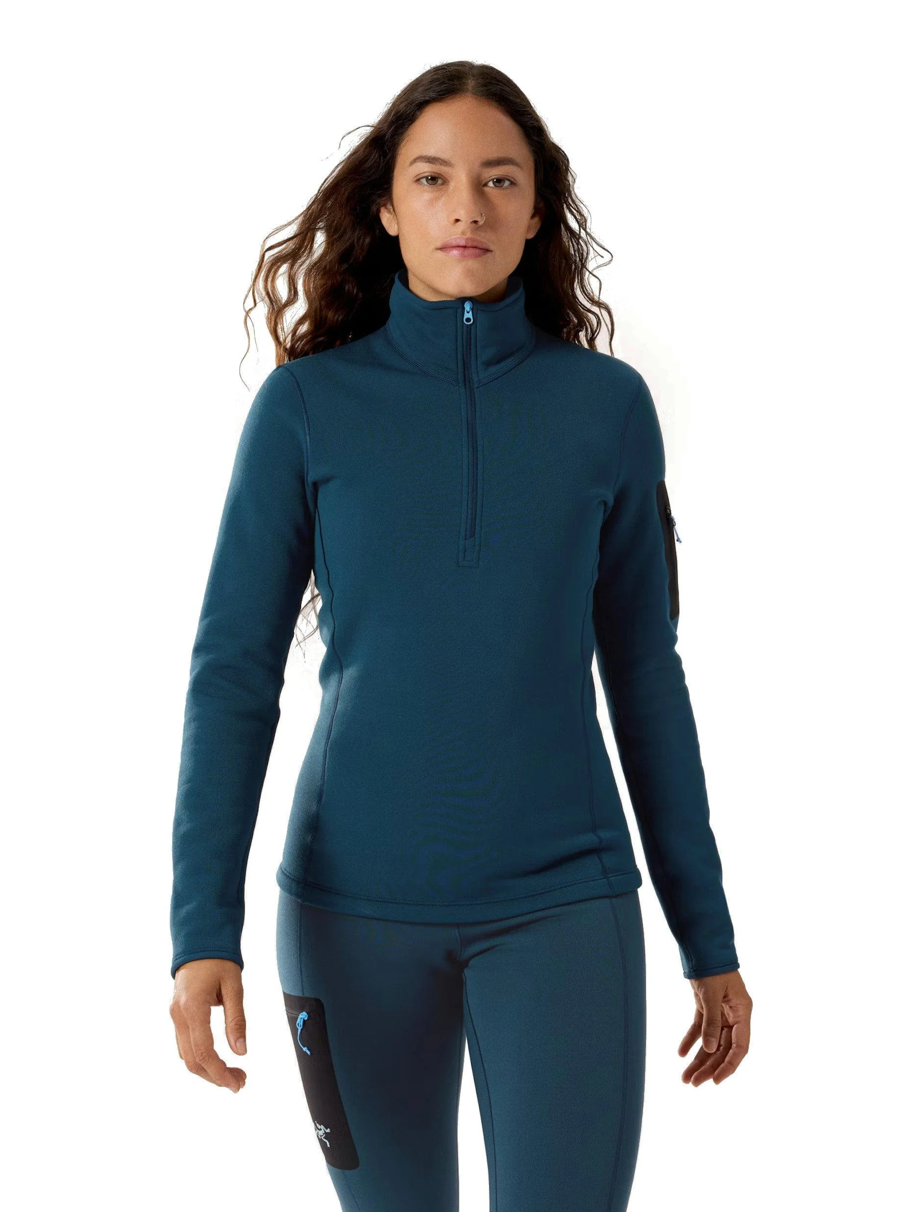 Women's Kyanite Base Layer Zip Neck Top - Midnight Frost - Image 2