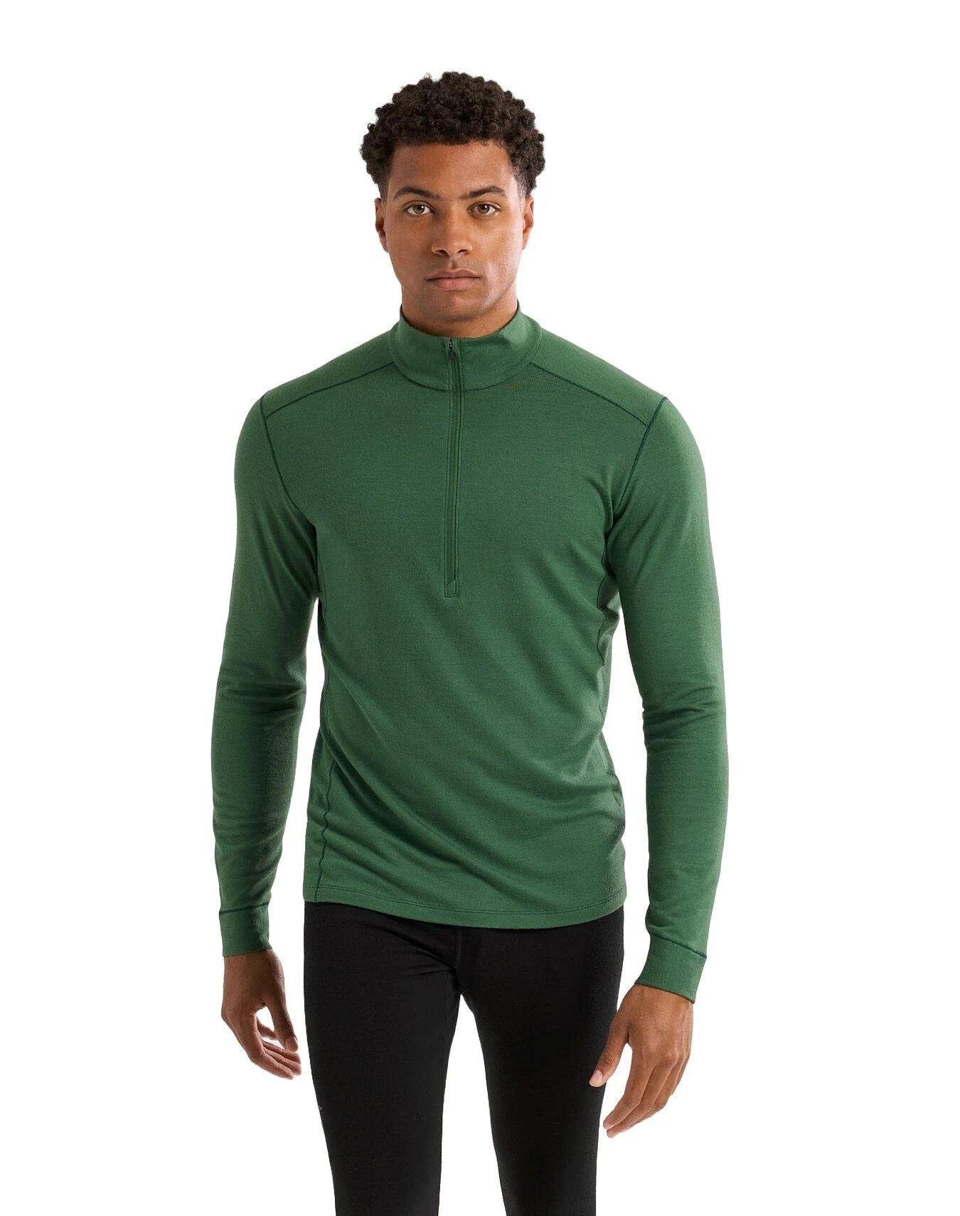 Men's Rho Merino Wool Zip Neck Base Layer - Eden - Image 2