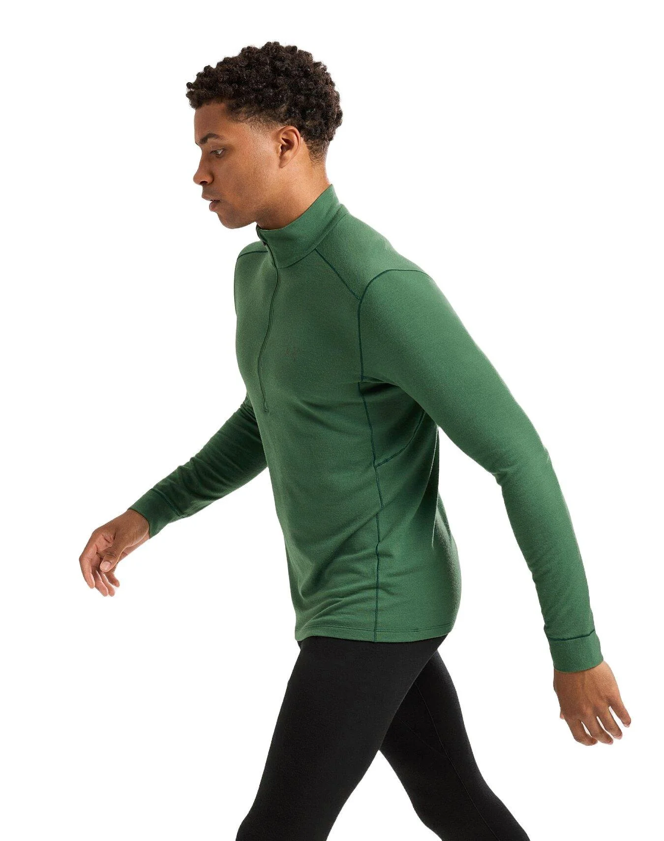 Men's Rho Merino Wool Zip Neck Base Layer - Eden - Image 6