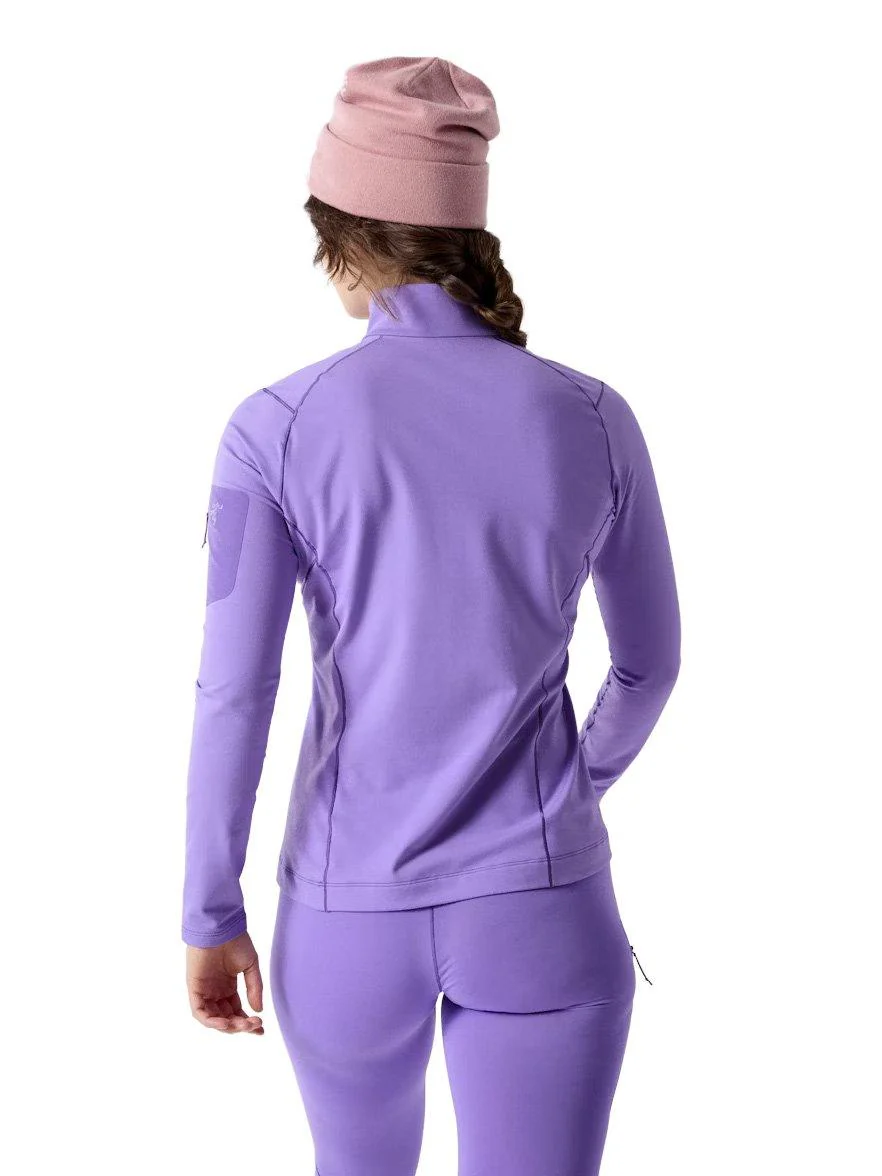 Women's Rho Zip Neck Base Layer Top - Aster / Lt Iola - Image 3