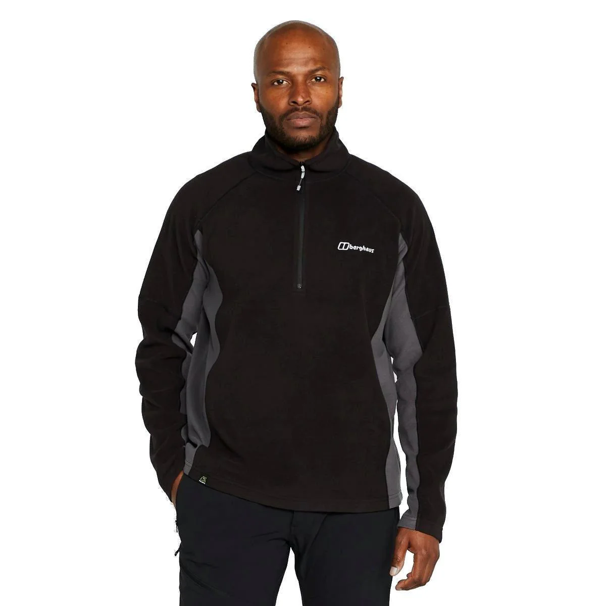 Men's Hartsop 1/2 Zip Fleece - Jet Black / Grey Pinstripe - Image 3