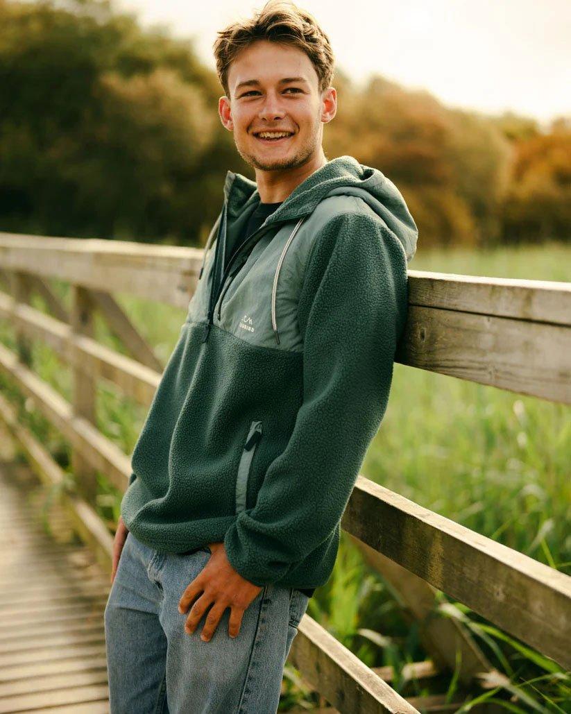 Men's Polar Hybrid 1/4 Zip Fleece - Green - Image 2