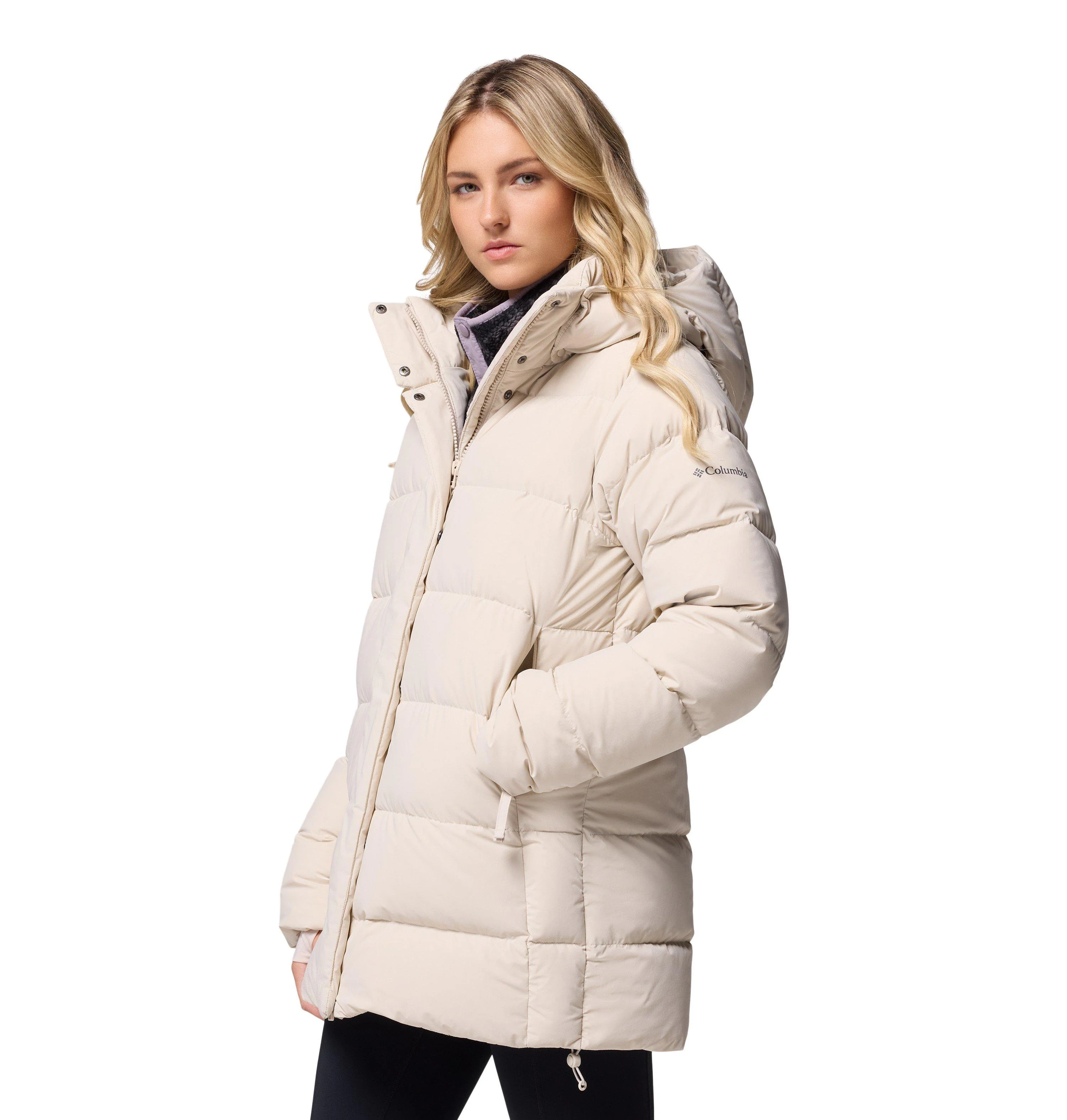 Women's Amaze Puff Mid Hooded Down Jacket - Cream - Image 3