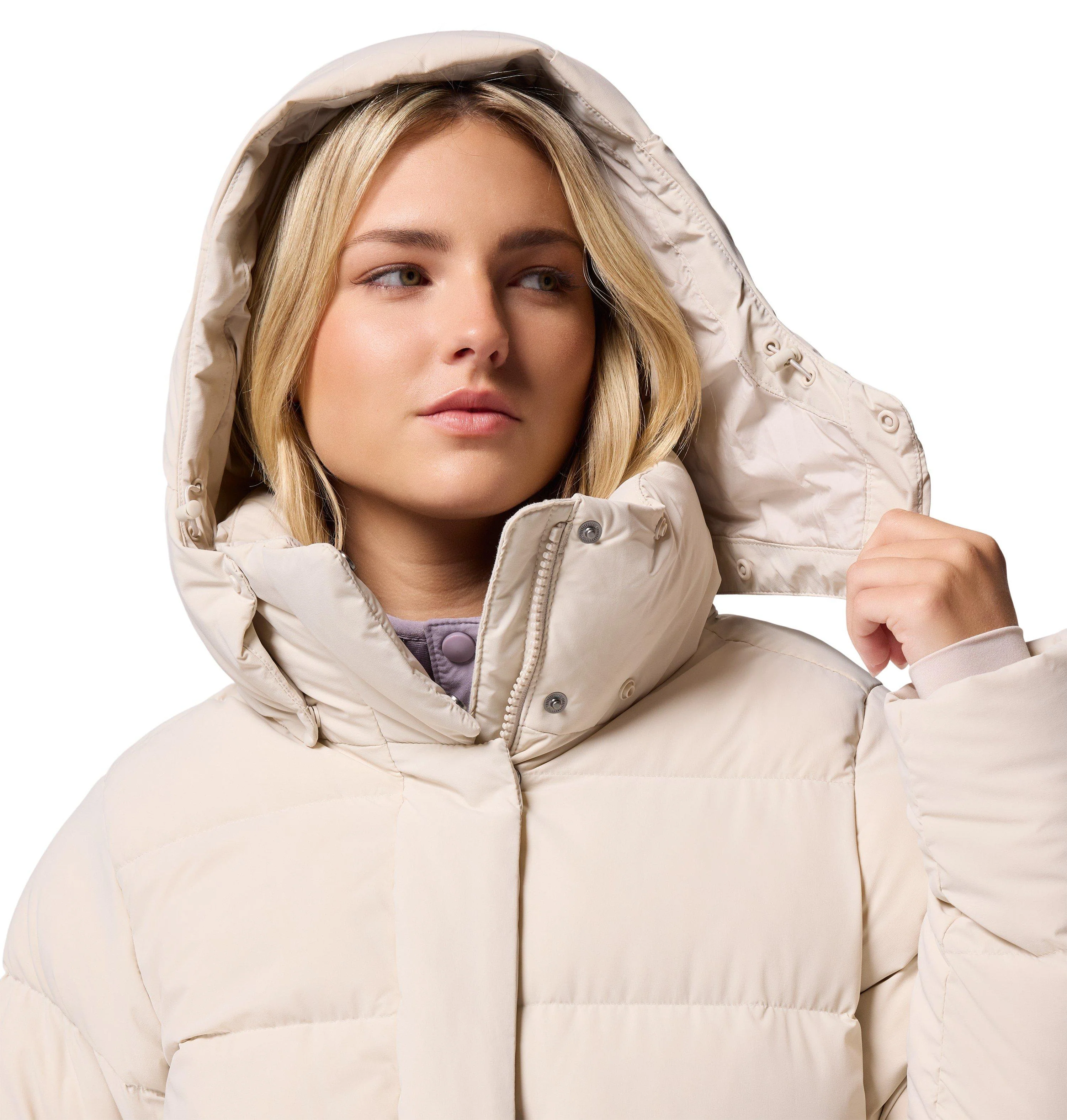 Women's Amaze Puff Mid Hooded Down Jacket - Cream - Image 4