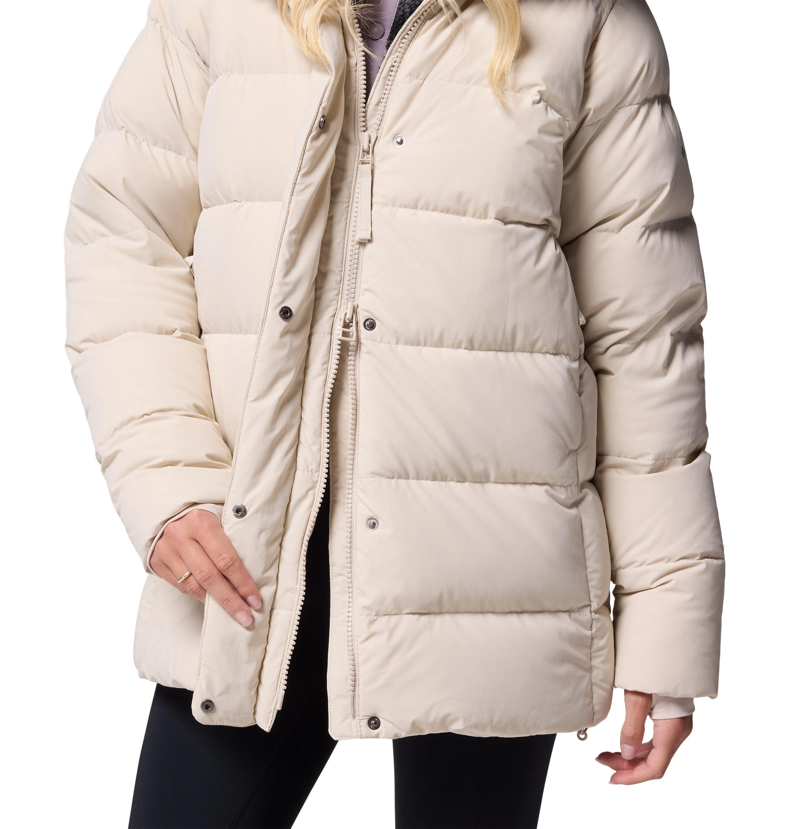Women's Amaze Puff Mid Hooded Down Jacket - Cream - Image 6