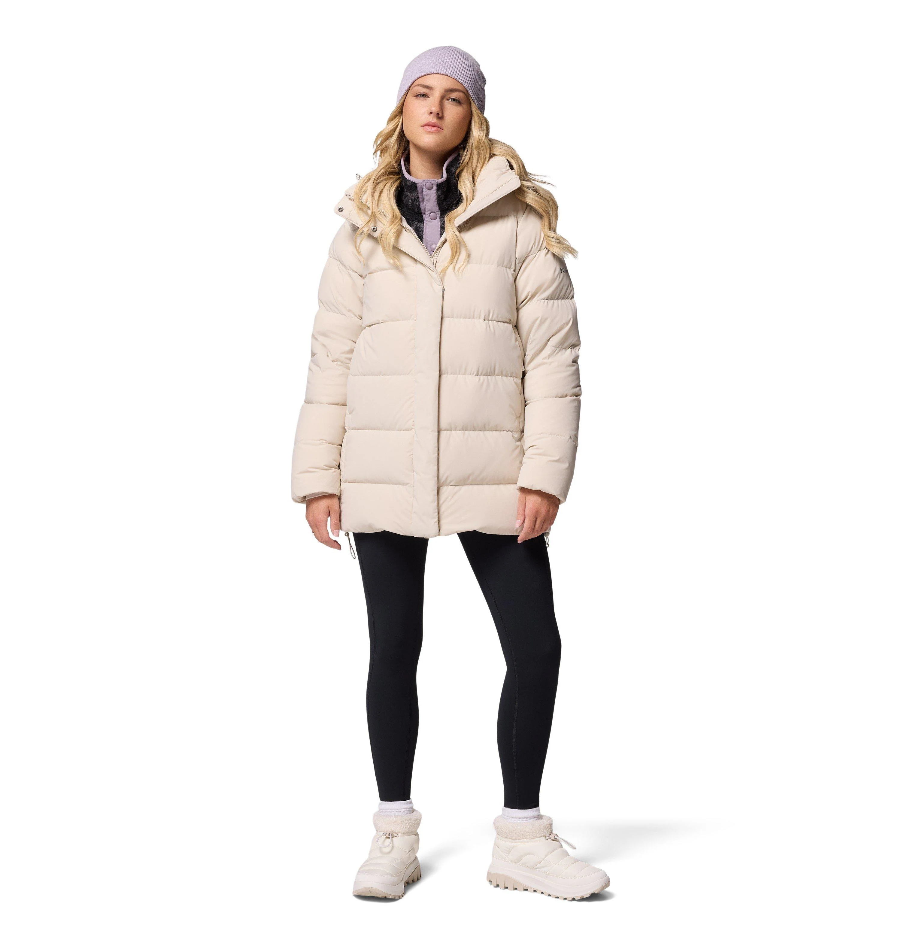 Women's Amaze Puff Mid Hooded Down Jacket - Cream - Image 8