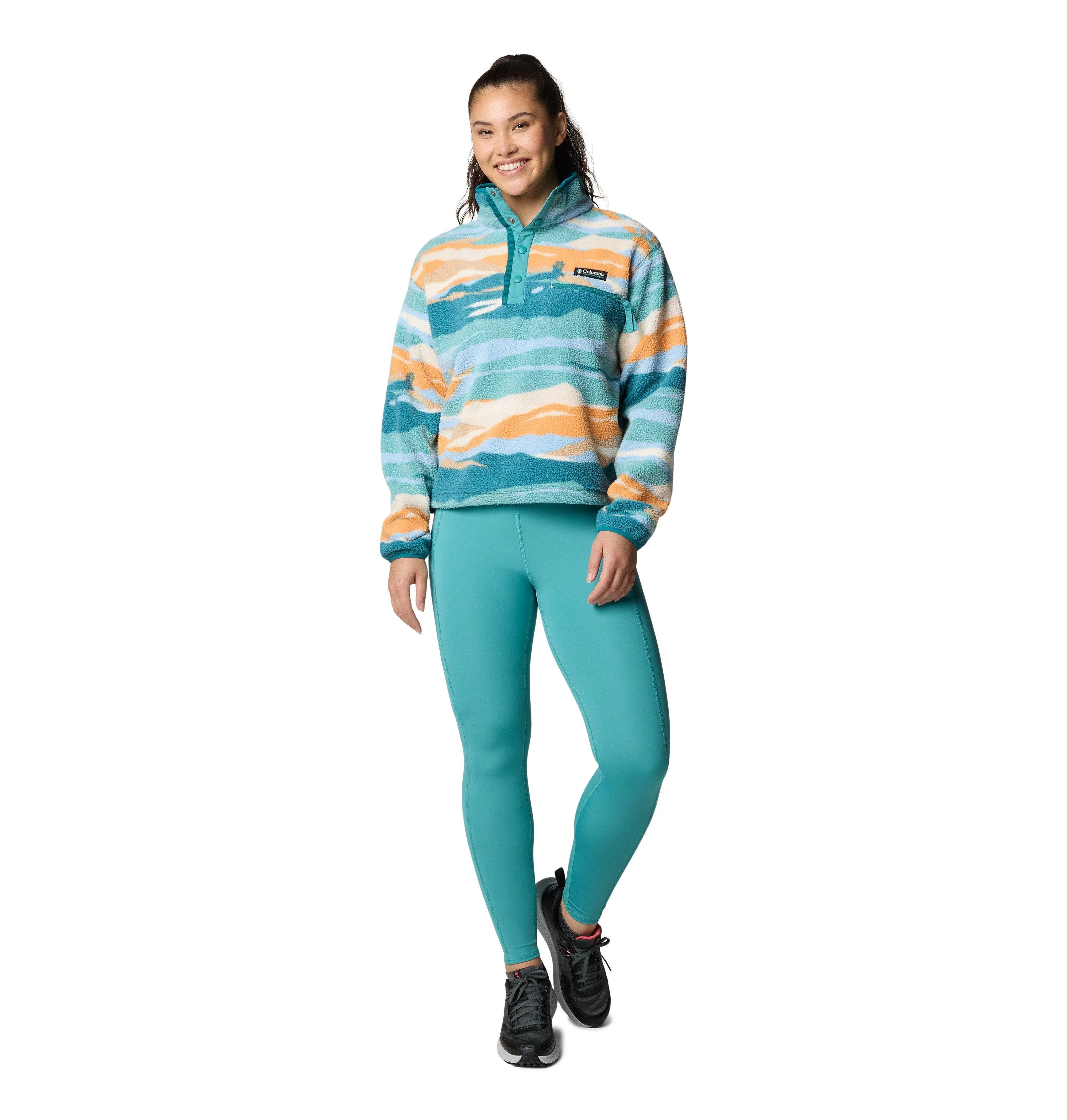 Women's Helvetia II Cropped 1/2 Snap Fleece - Green - Image 6