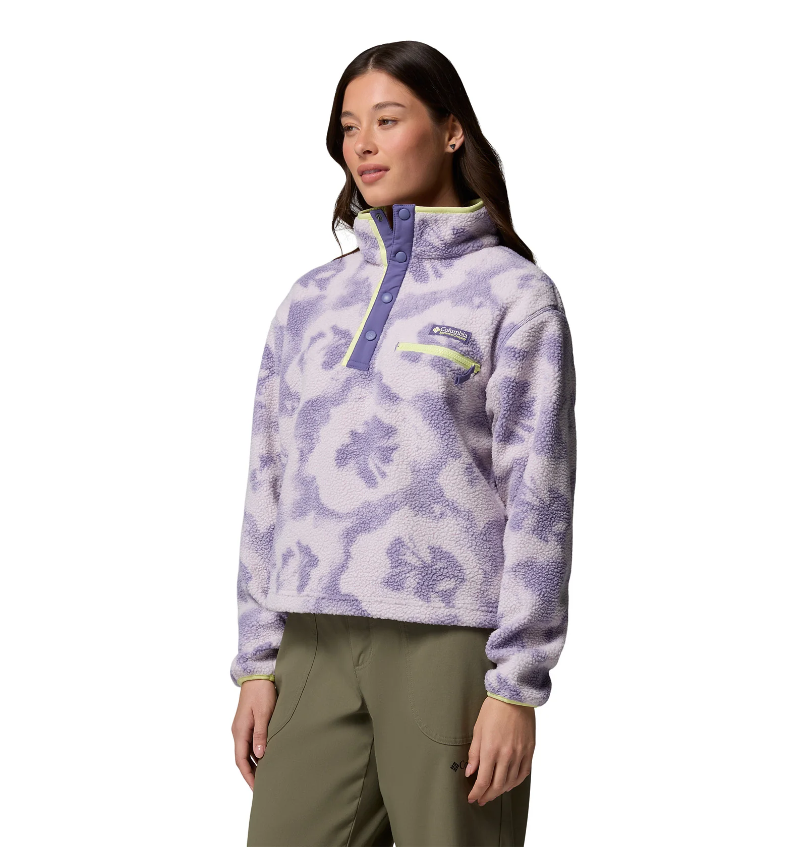 Women's Helvetia II Printed Cropped 1/2 Snap Fleece - Purple - Image 3