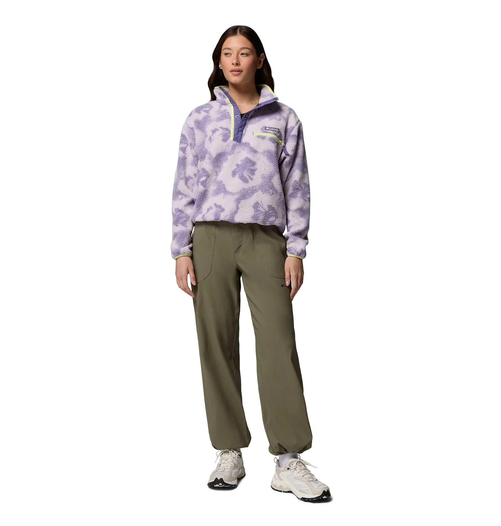 Women's Helvetia II Printed Cropped 1/2 Snap Fleece - Purple - Image 5