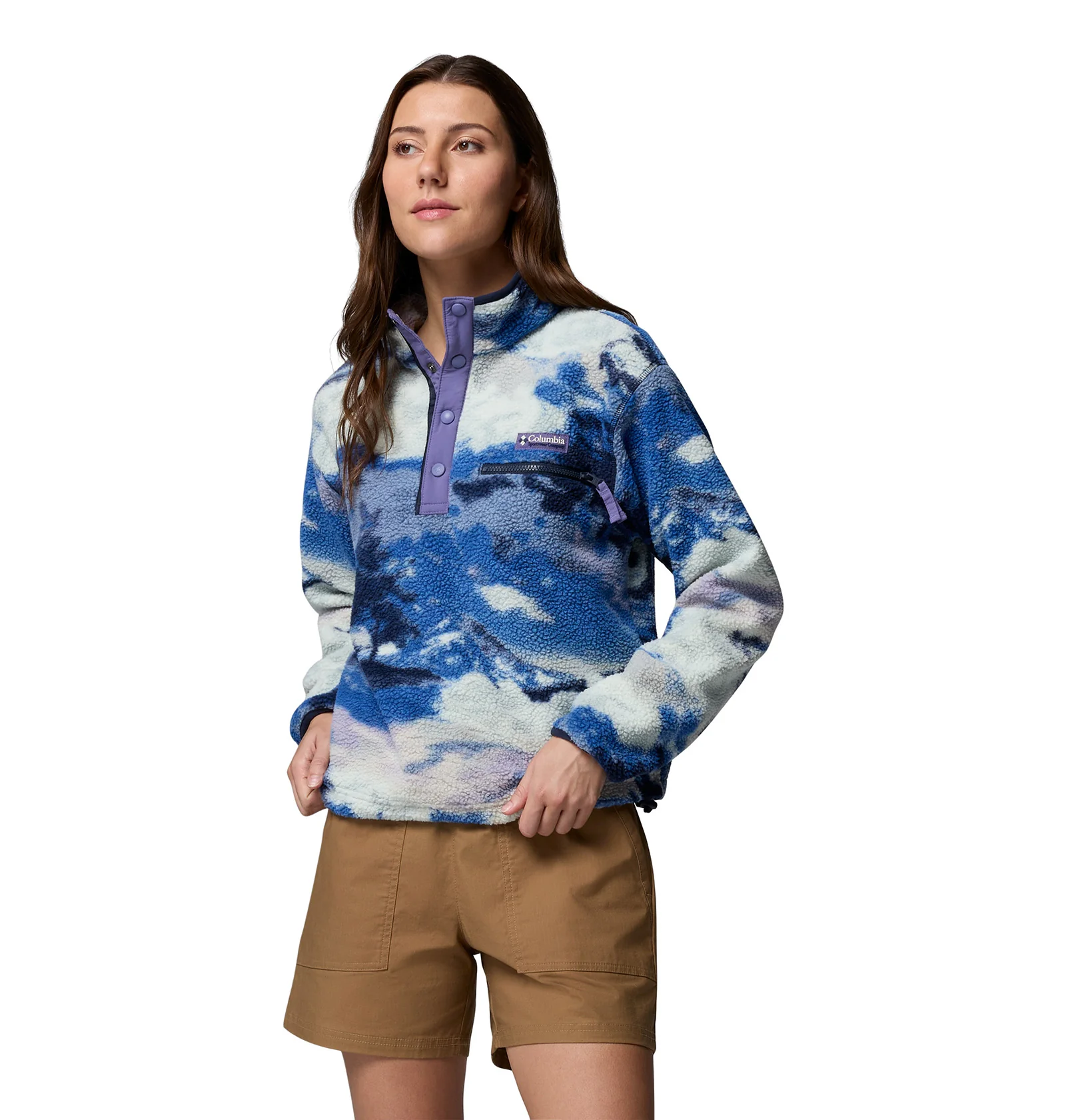 Women's Helvetia II Printed Cropped 1/2 Snap Fleece - Blue - Image 3