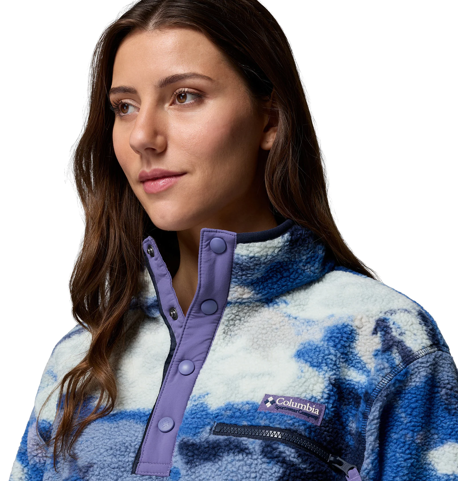 Women's Helvetia II Printed Cropped 1/2 Snap Fleece - Blue - Image 4