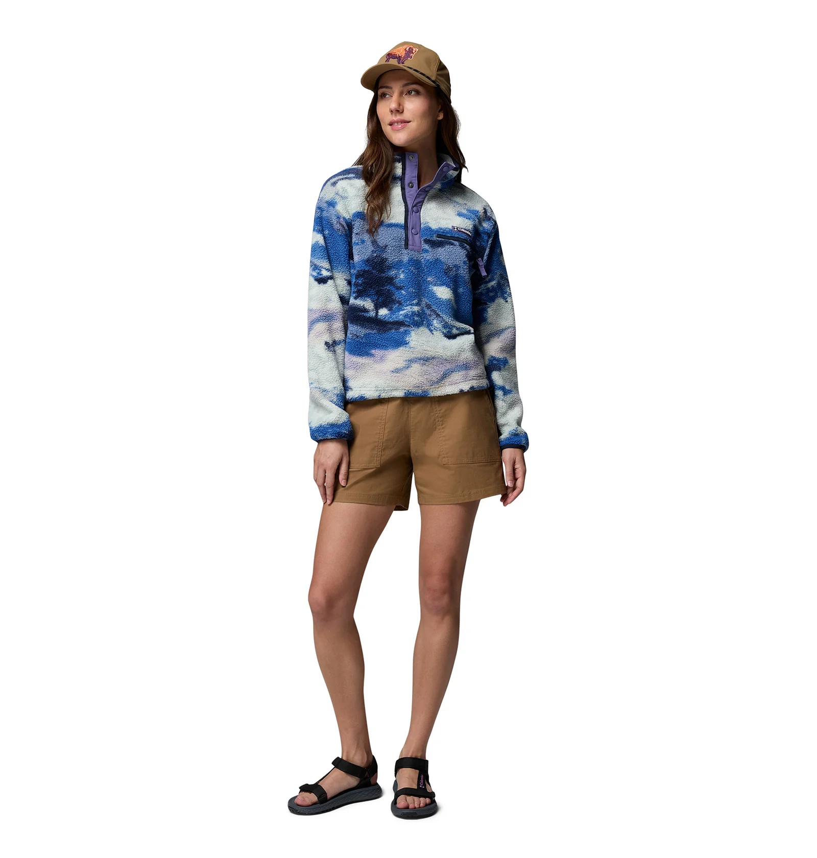 Women's Helvetia II Printed Cropped 1/2 Snap Fleece - Blue - Image 6