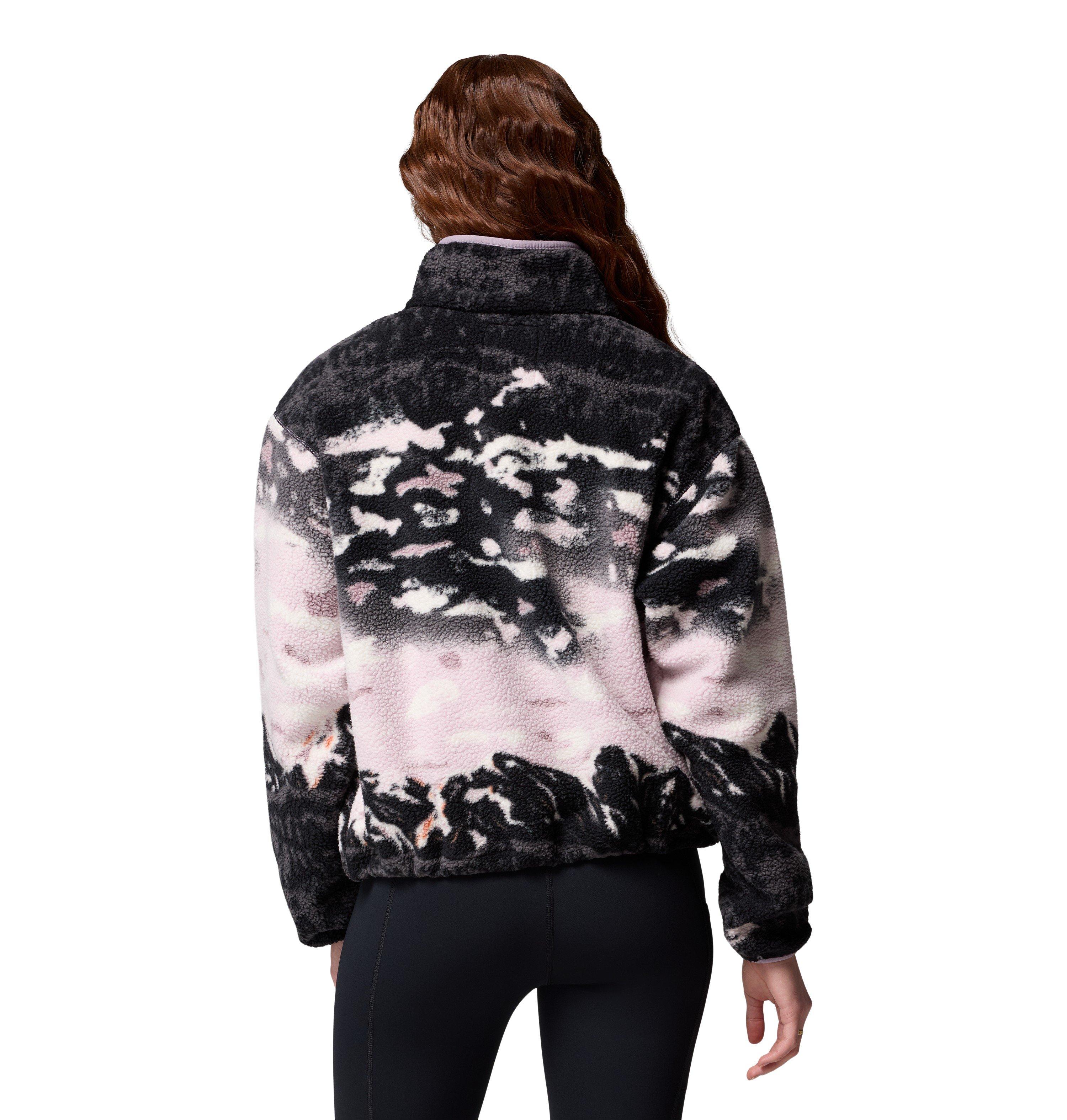 Women's Helvetia II Printed Cropped 1/2 Snap Fleece - Black / Purple - Image 2