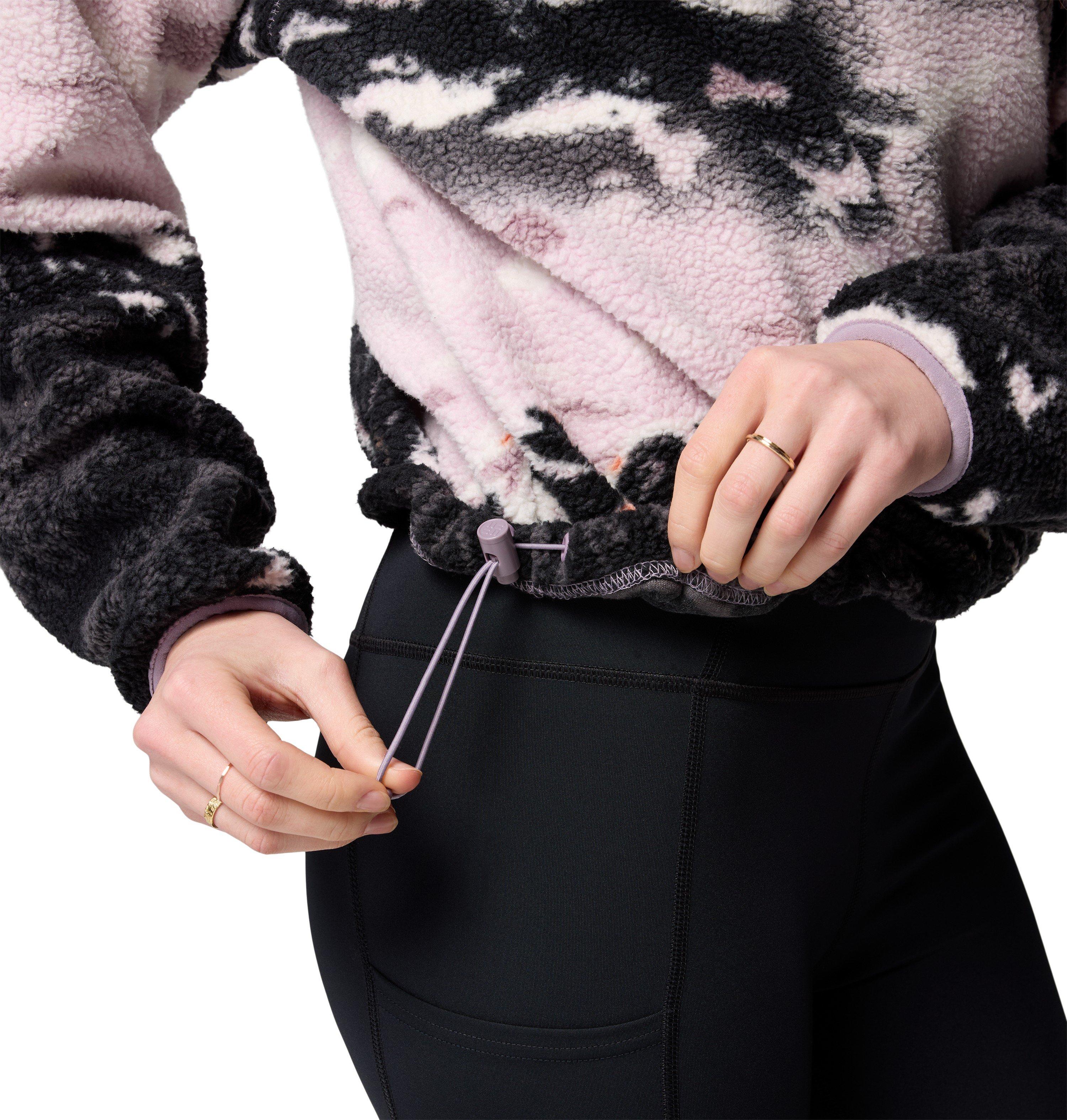 Women's Helvetia II Printed Cropped 1/2 Snap Fleece - Black / Purple - Image 6