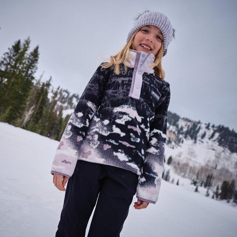 Kids' Helvetia II Printed 1/2 Snap Fleece - Purple - Image 3