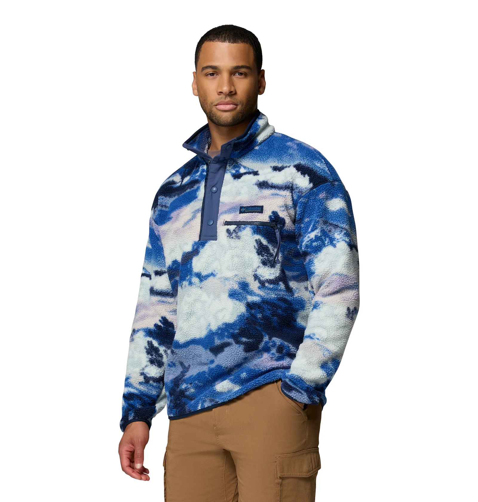 Men's Helvetia II Printed 1/2 Snap Fleece - Blue - Image 3