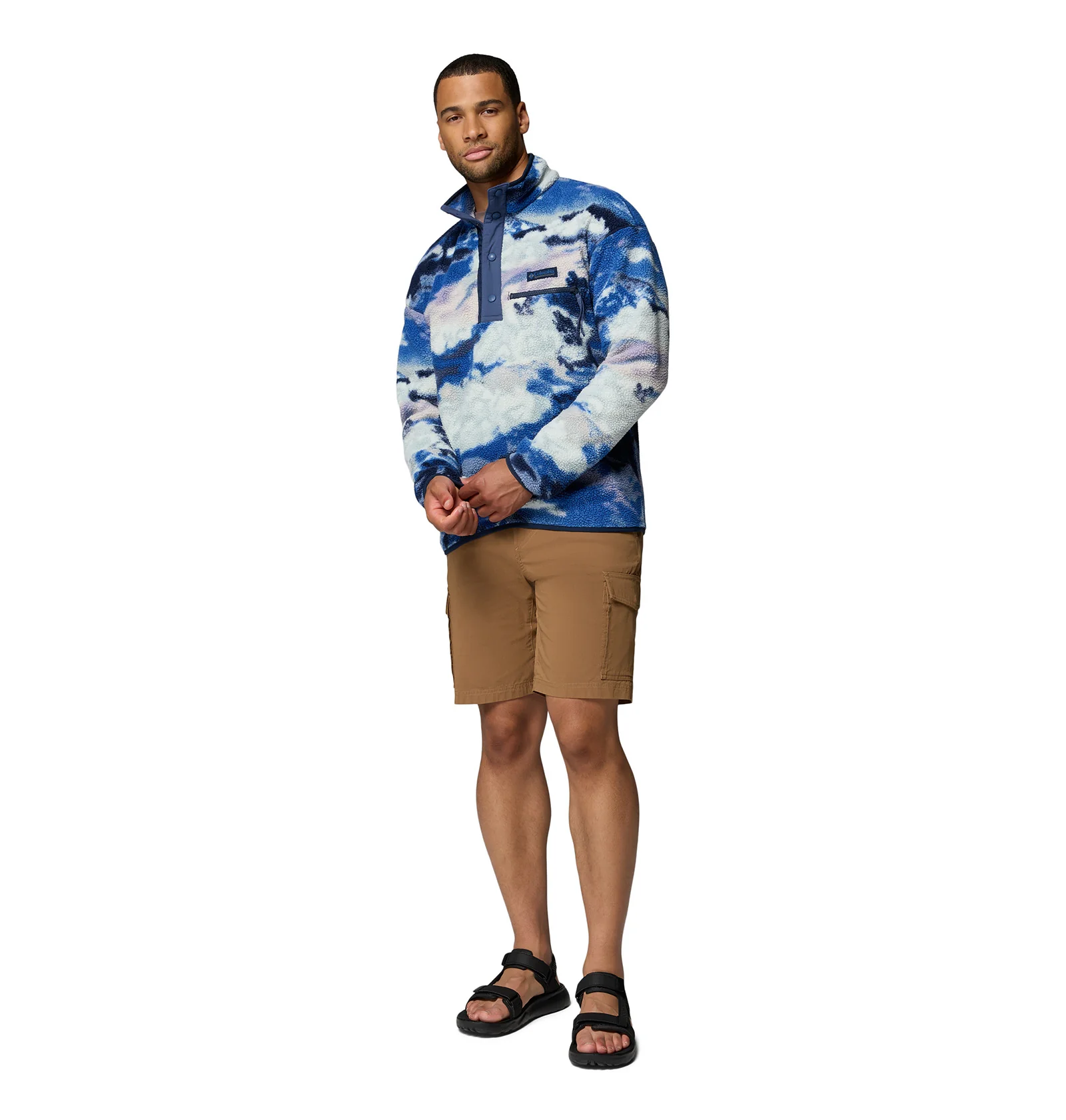 Men's Helvetia II Printed 1/2 Snap Fleece - Blue - Image 5
