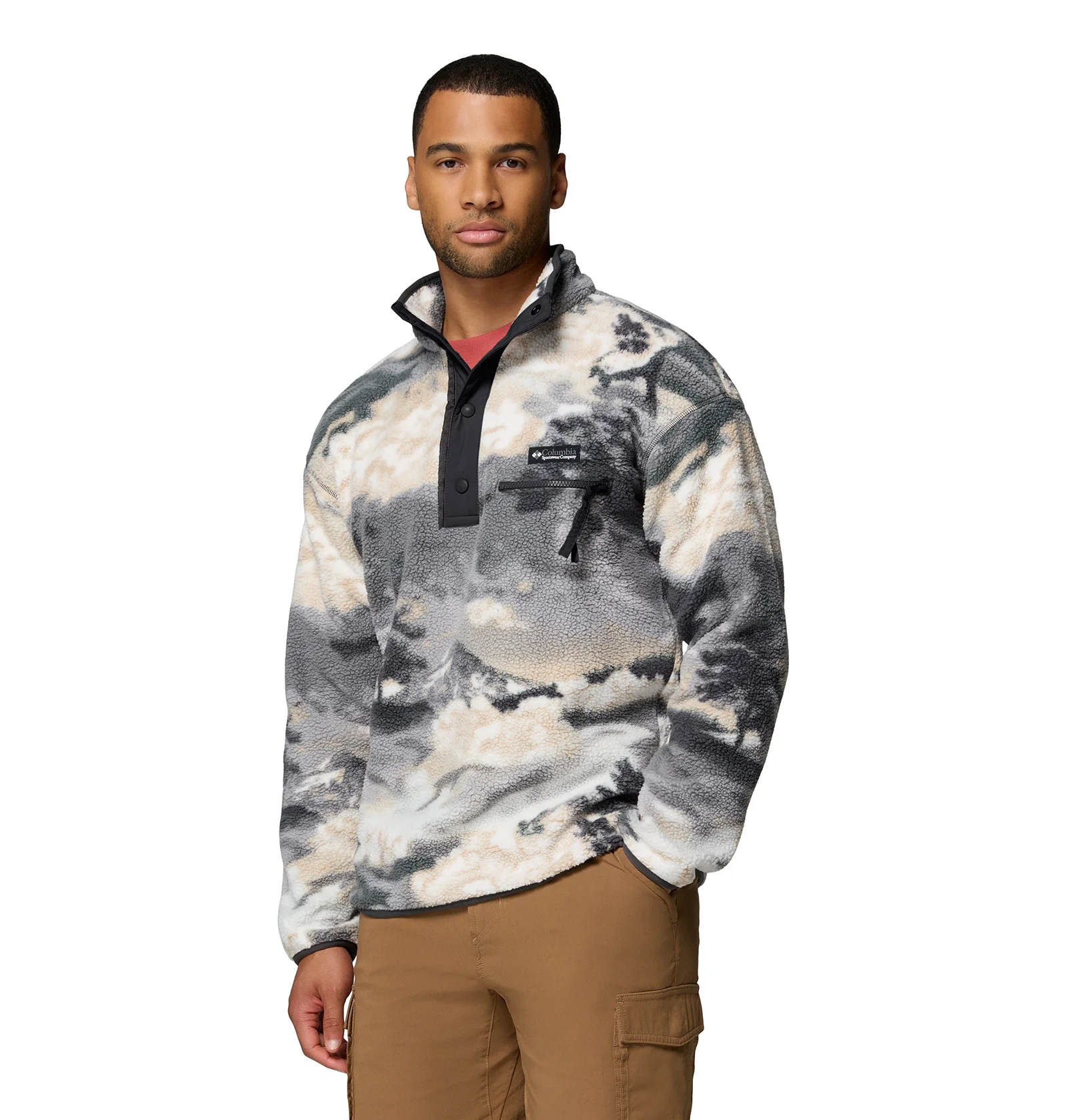 Men's Helvetia II Printed 1/2 Snap Fleece - Grey - Image 3