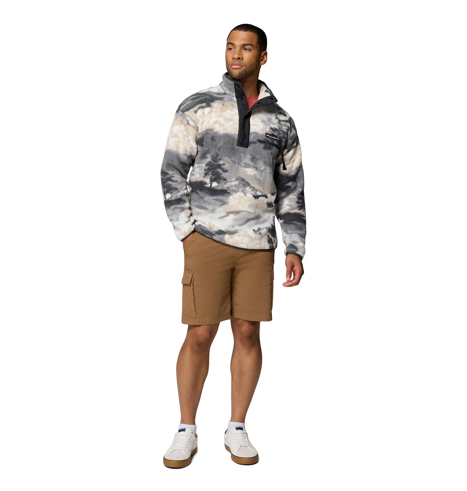 Men's Helvetia II Printed 1/2 Snap Fleece - Grey - Image 5