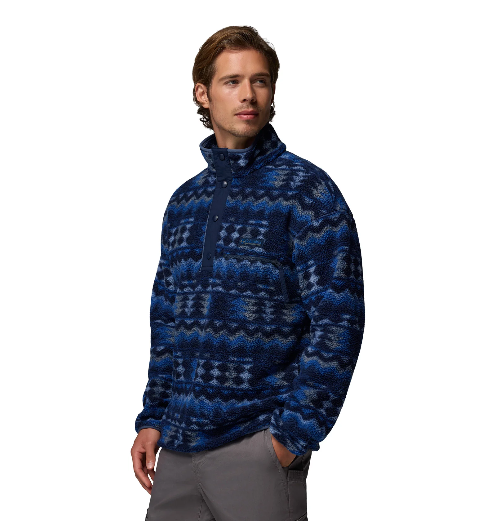 Men's Helvetia II Printed 1/2 Snap Fleece - Navy - Image 3
