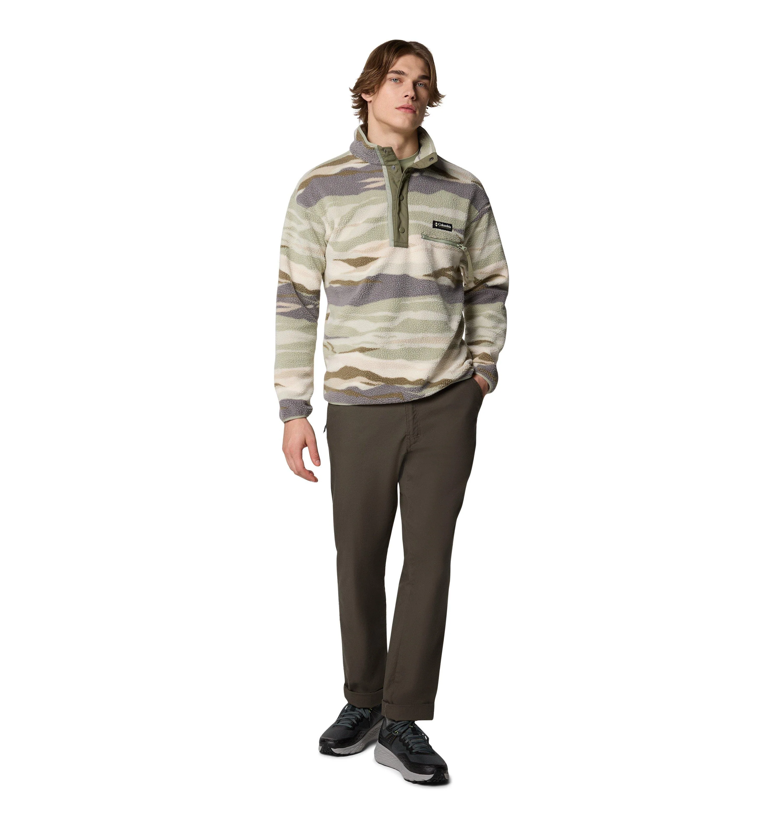 Men's Helvetia II Printed 1/2 Snap Fleece - Green / Grey - Image 4