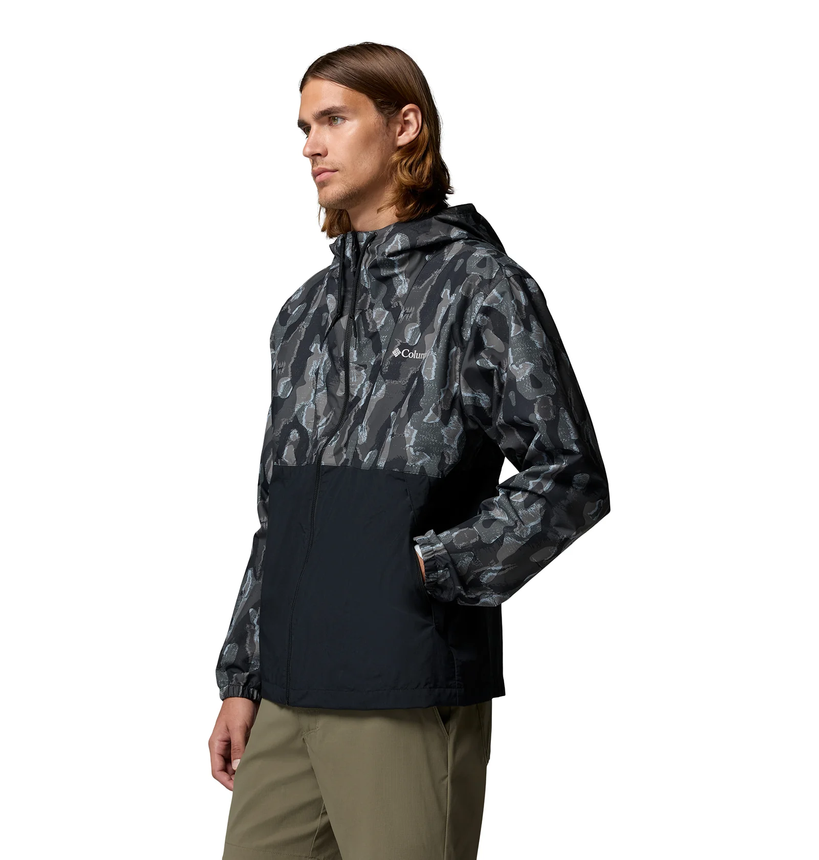 Men's Spire Valley™ Novelty Hooded Windbreaker - Black - Image 3