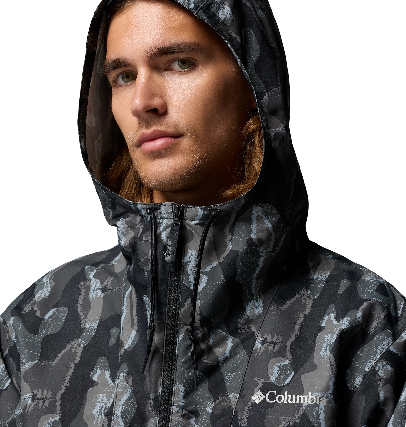Men's Spire Valley™ Novelty Hooded Windbreaker - Black - Image 6