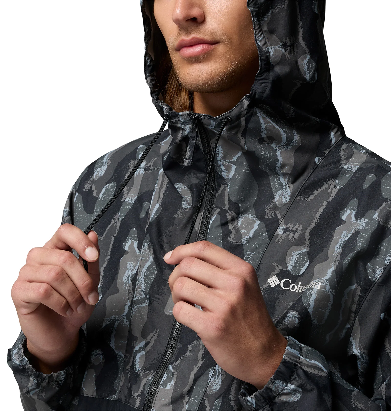 Men's Spire Valley™ Novelty Hooded Windbreaker - Black - Image 7
