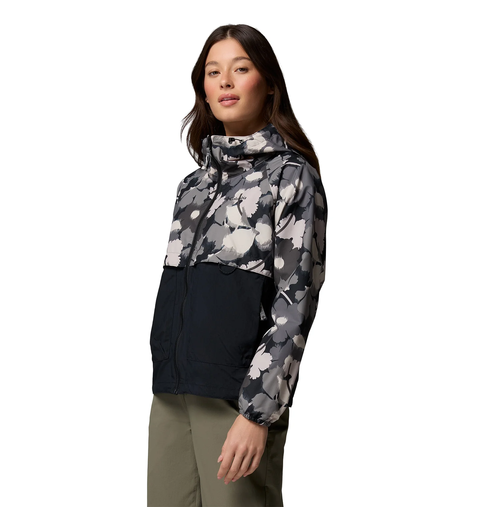Women's Spire Valley™ Printed Hooded Windbreaker - Black - Image 3