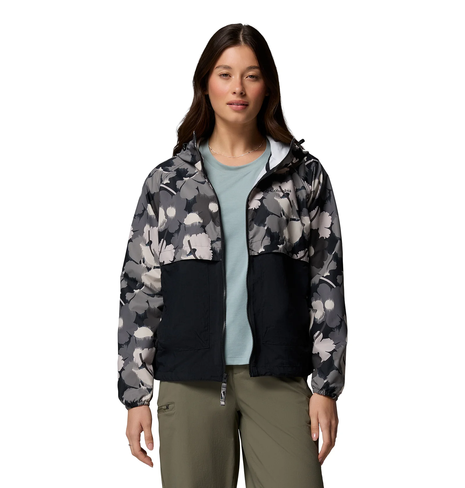 Women's Spire Valley™ Printed Hooded Windbreaker - Black - Image 4
