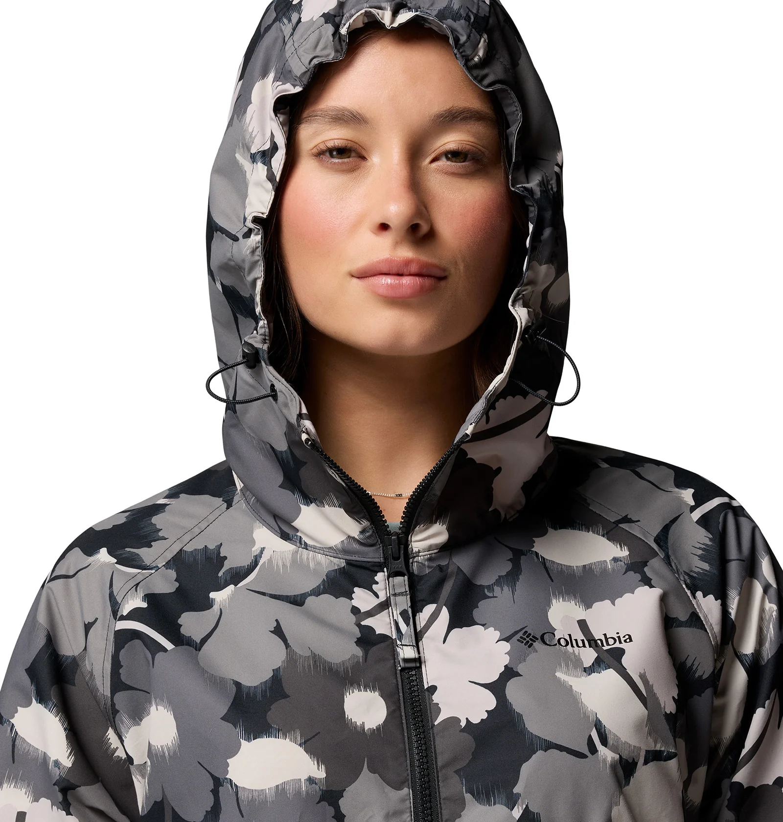 Women's Spire Valley™ Printed Hooded Windbreaker - Black - Image 5