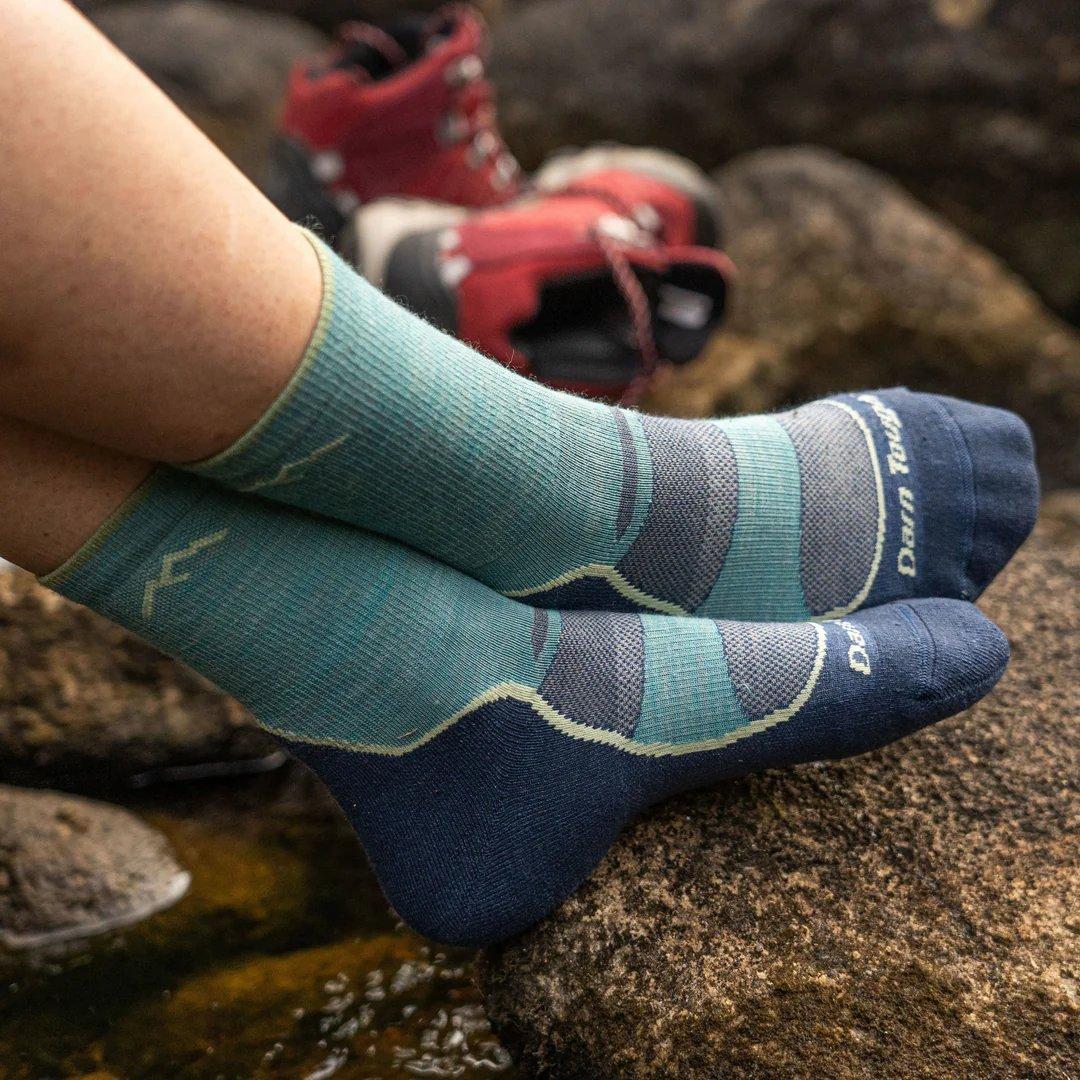Women's Light Hiker Micro Crew Hiking Socks - Aqua - Image 3