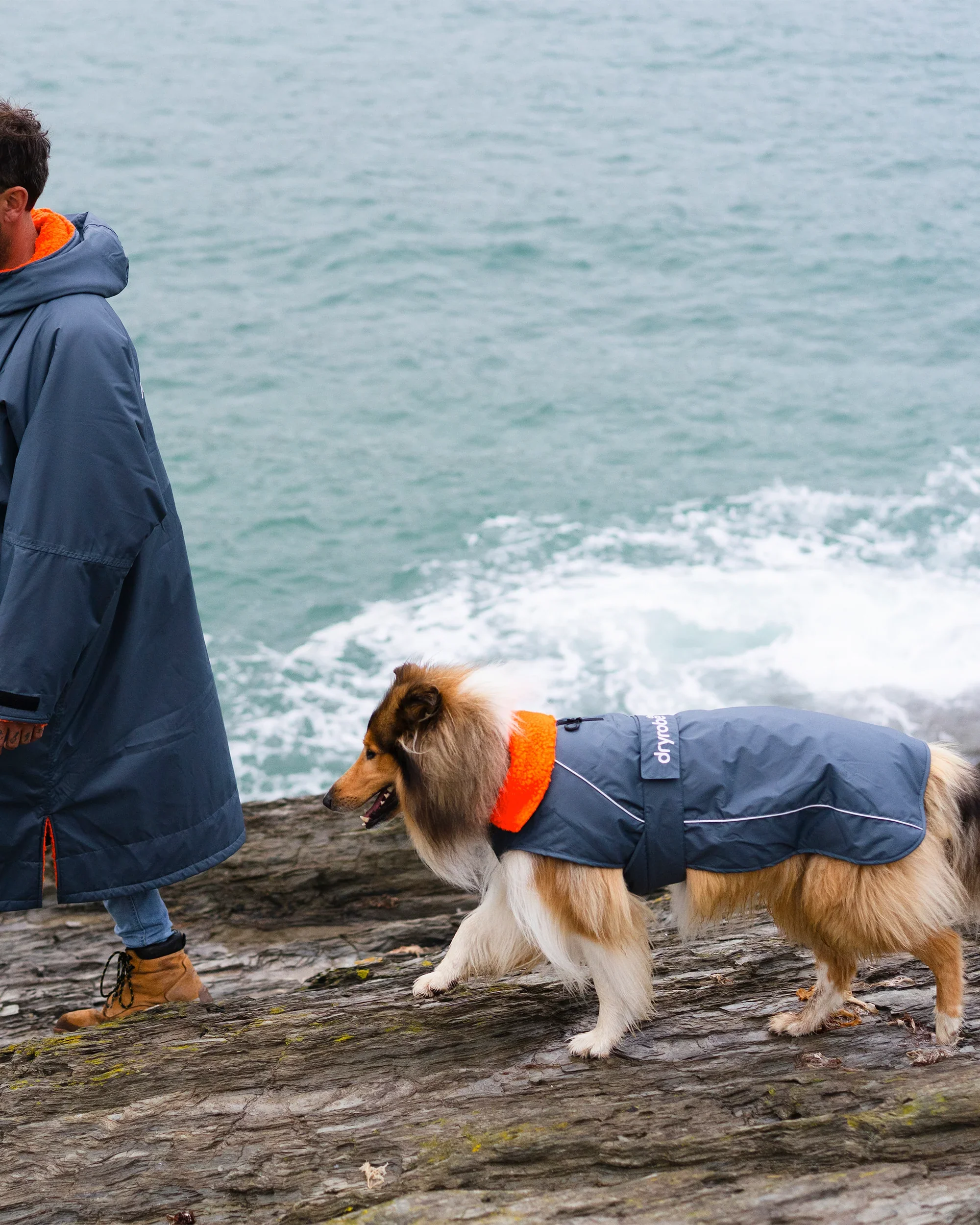 Dog Dryrobe Coat - Grey/Orange - Image 8