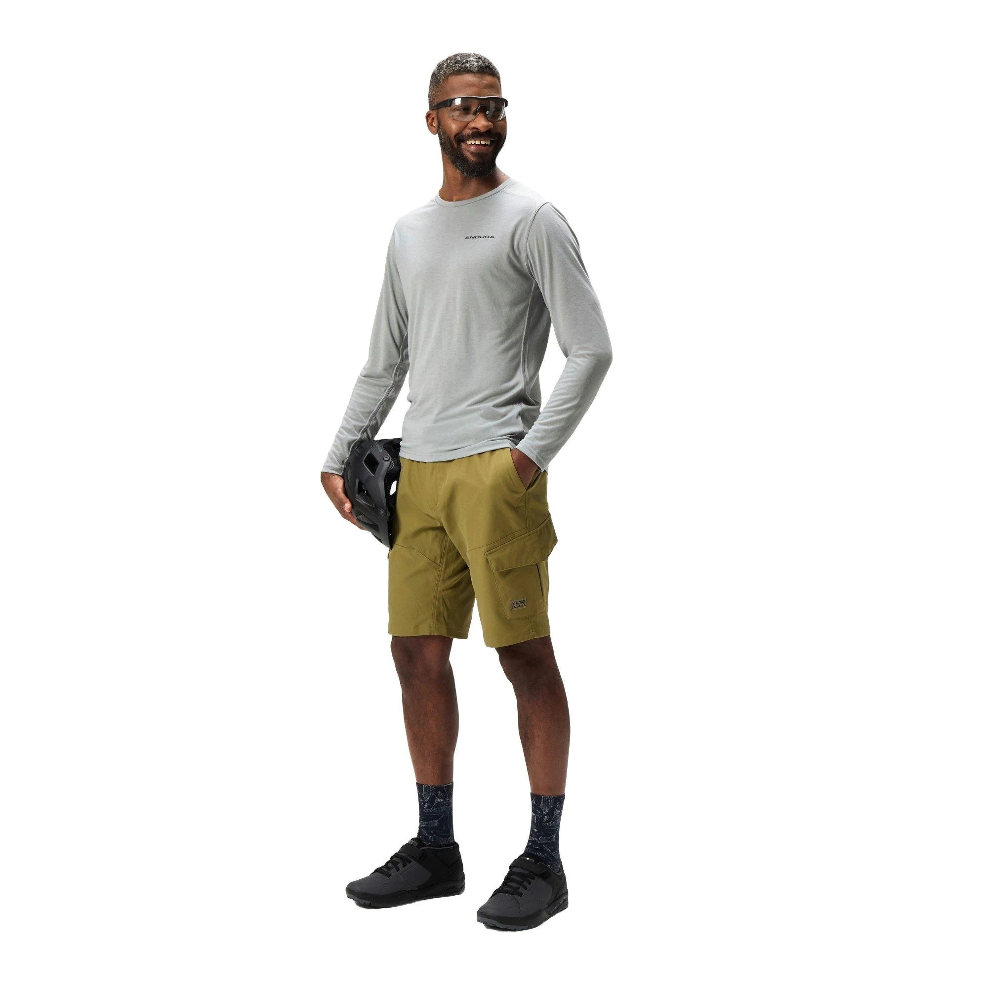 Men's Loop Cargo Shorts with Liners - Brown - Image 4