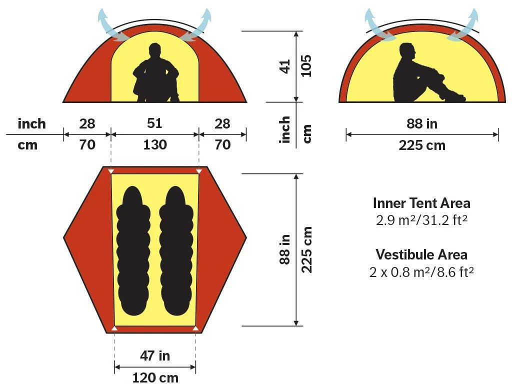 Allak 2-Person Tent - Red - Image 2