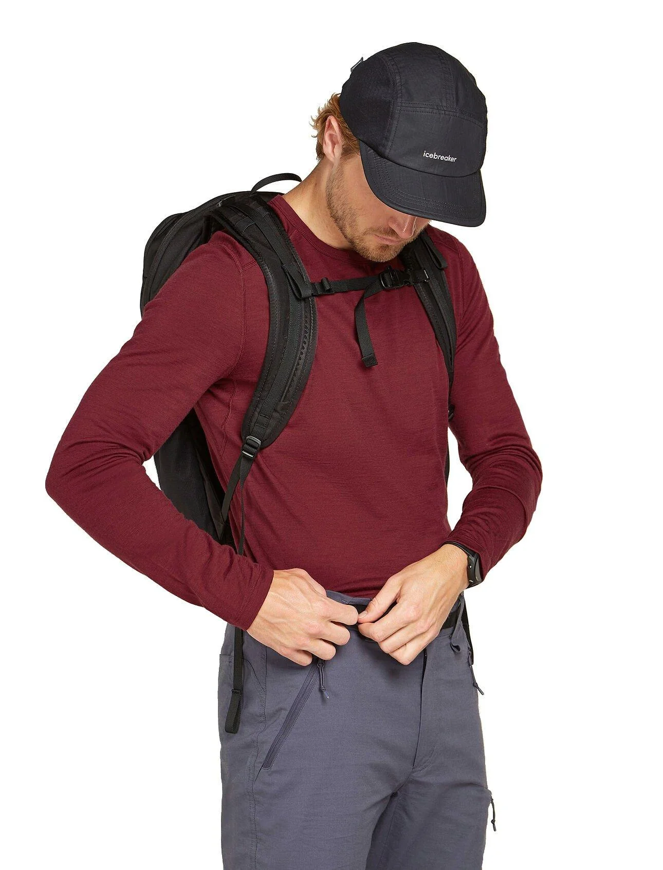 Men's 200 Oasis Long Sleeve Crewe - Red - Image 4