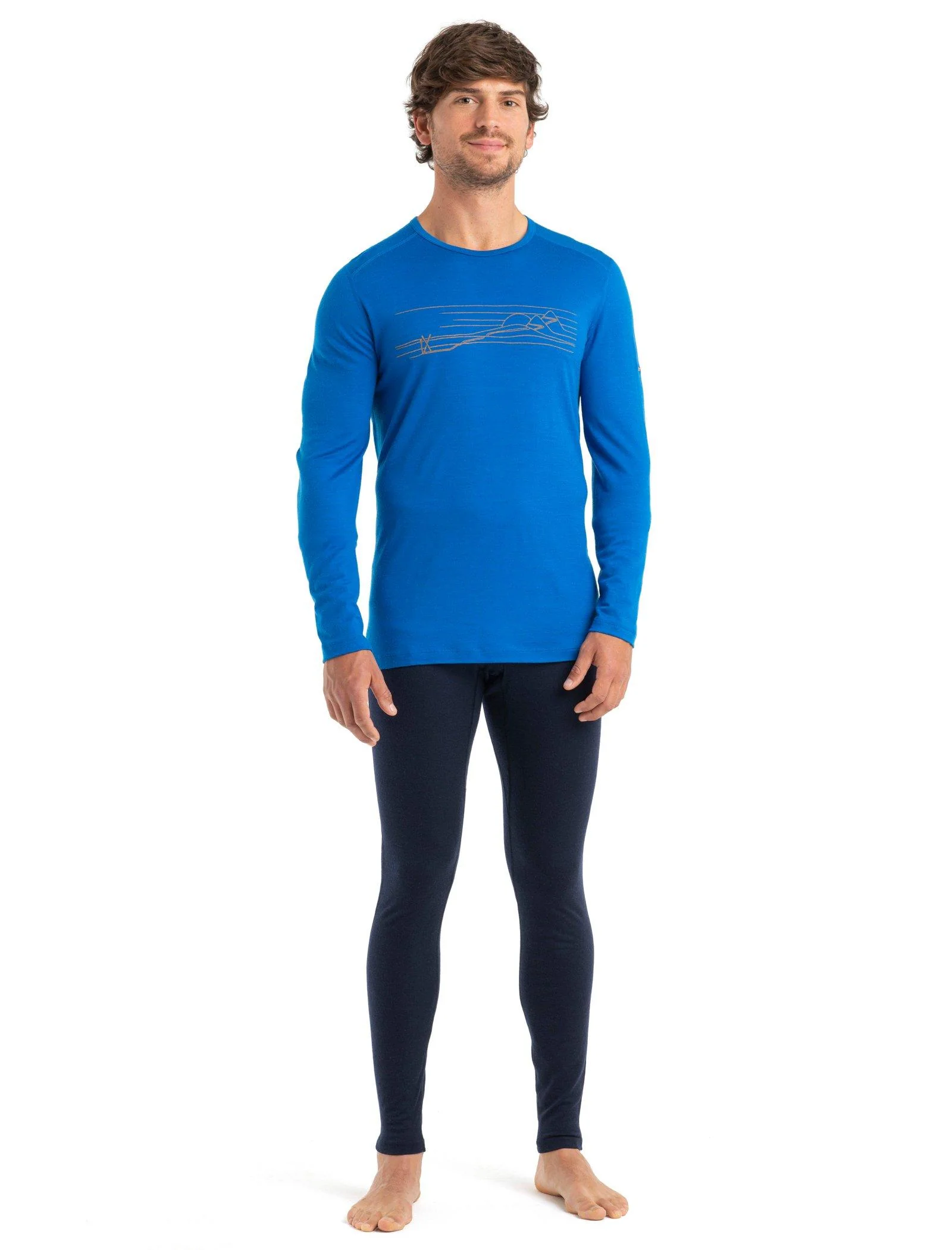 Men's 200 Oasis LS Crewe Ski Stripes - Blue - Image 3