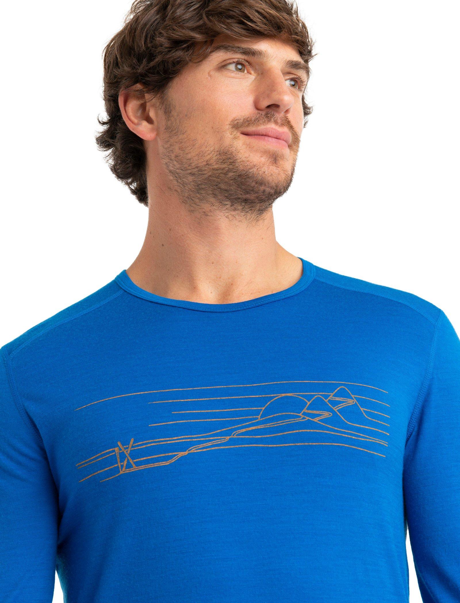 Men's 200 Oasis LS Crewe Ski Stripes - Blue - Image 4