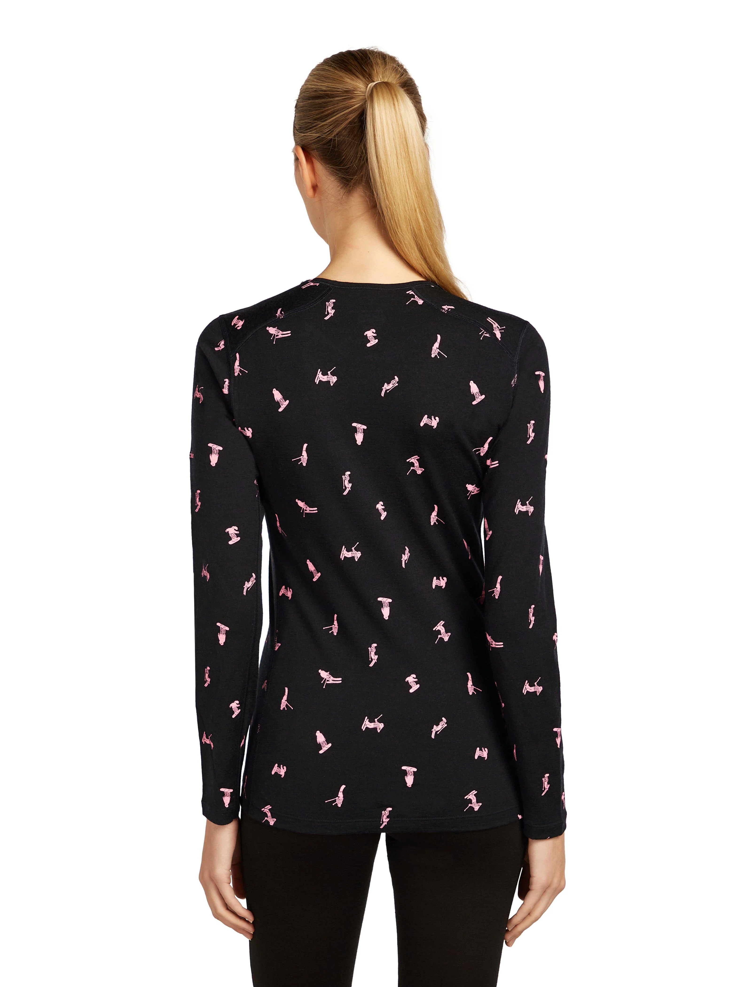 Women's 200 Oasis Long Sleeve Crewe Snow Day - Black - Image 5
