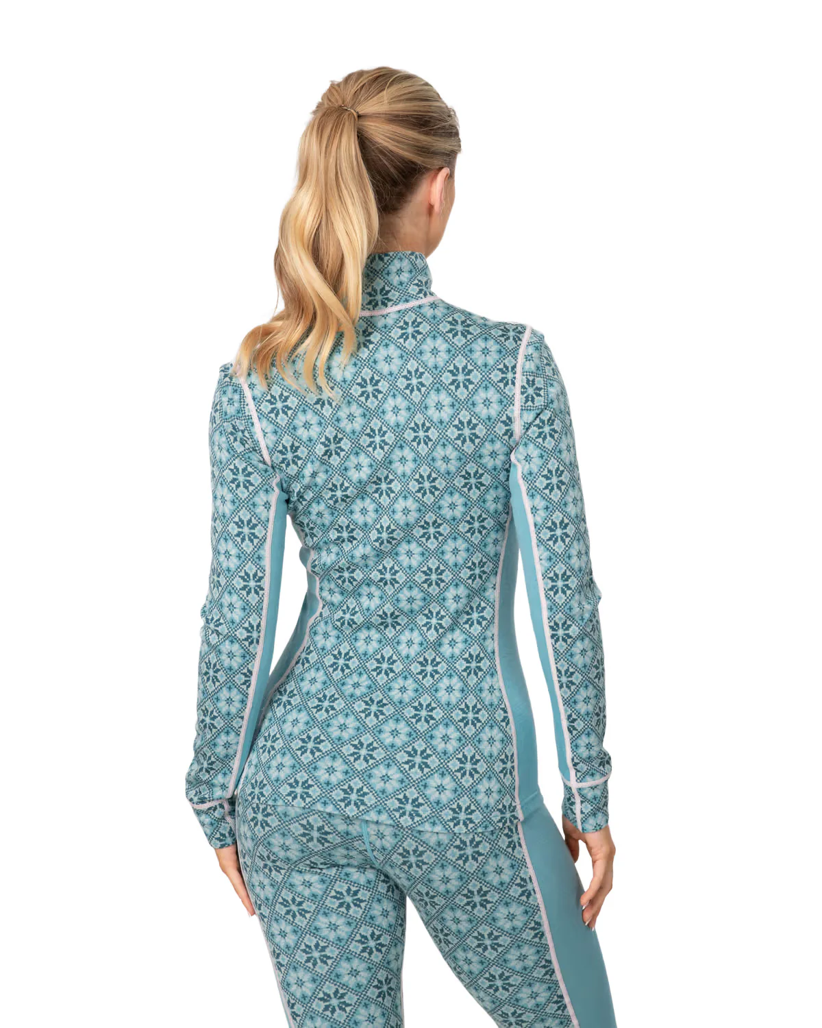 Women's Rose 1/2 Zip Base Layer Top - Blue - Image 4