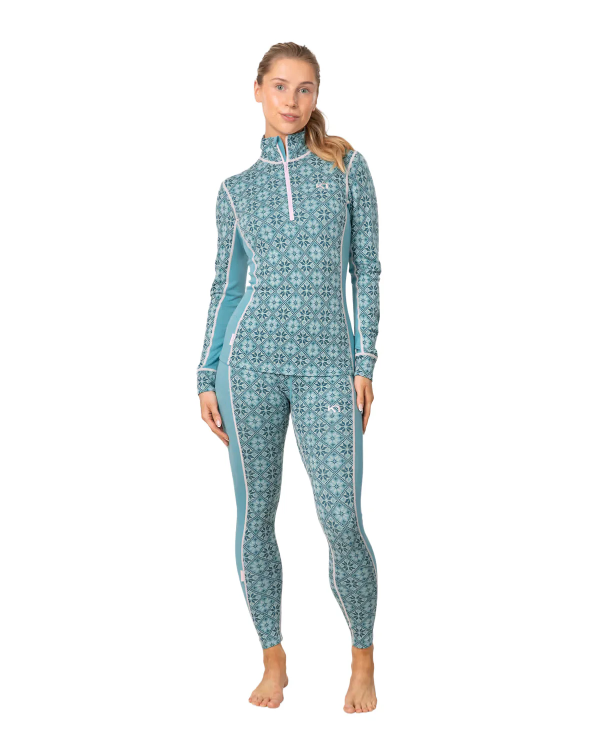 Women's Rose 1/2 Zip Base Layer Top - Blue - Image 5
