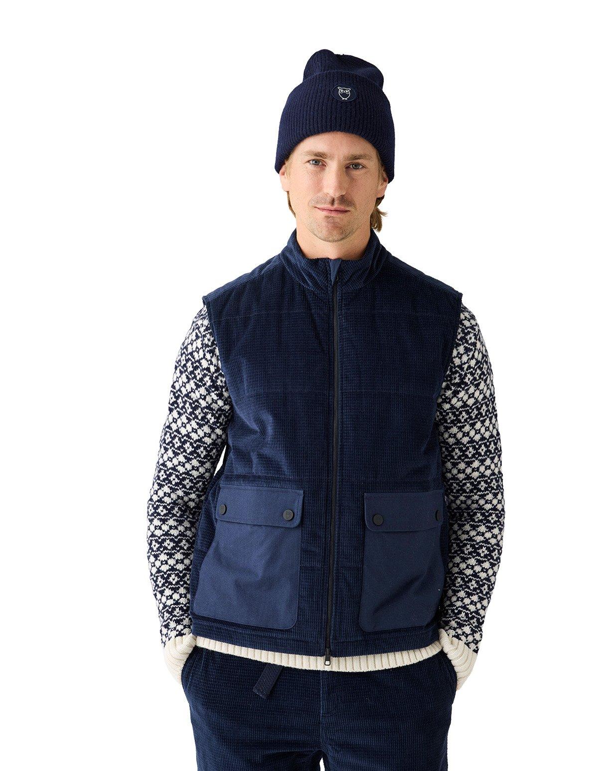 Men's 8 Wales Diamond Corduroy Vest - Navy - Image 3