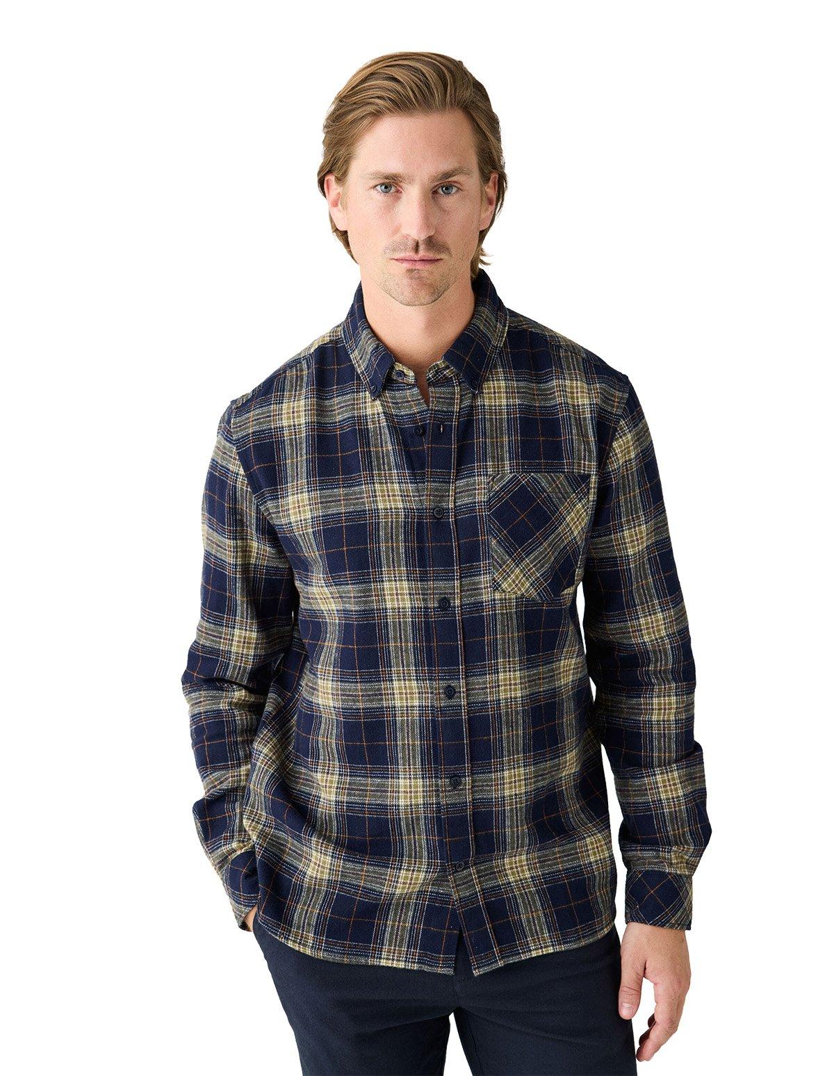 Men's Checked Flannel Shirt - Blue - Image 3
