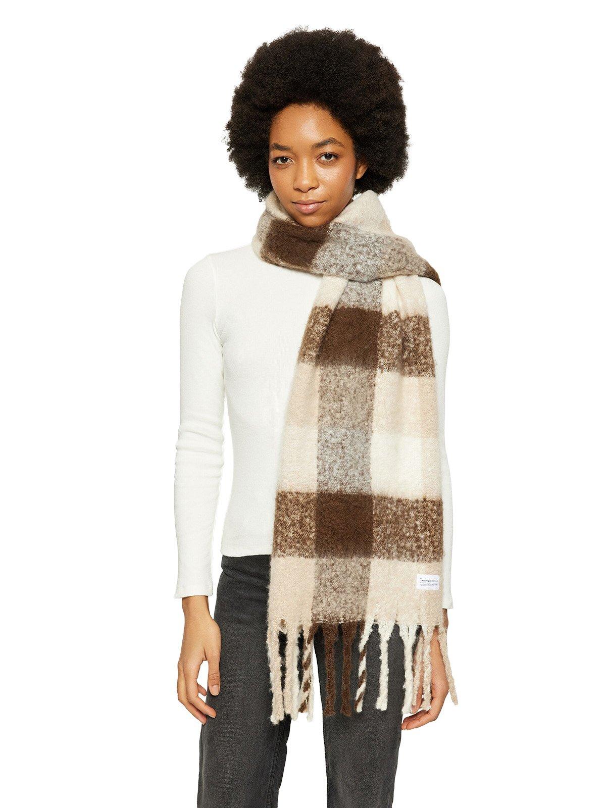Unisex Fringe Scarf - Brown - Image 5