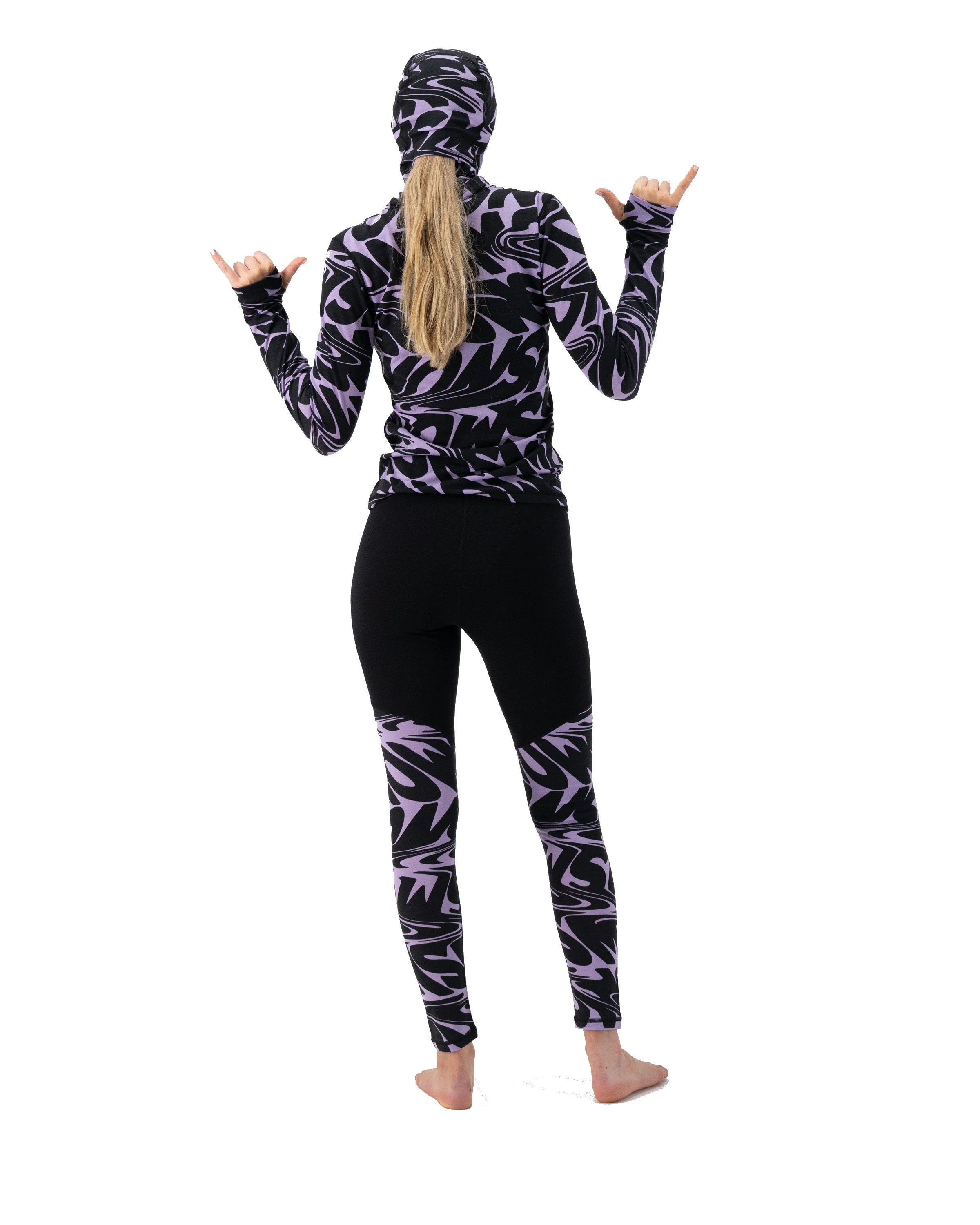 Women's Cascade 200 Leggings - Black / Purple - Image 5