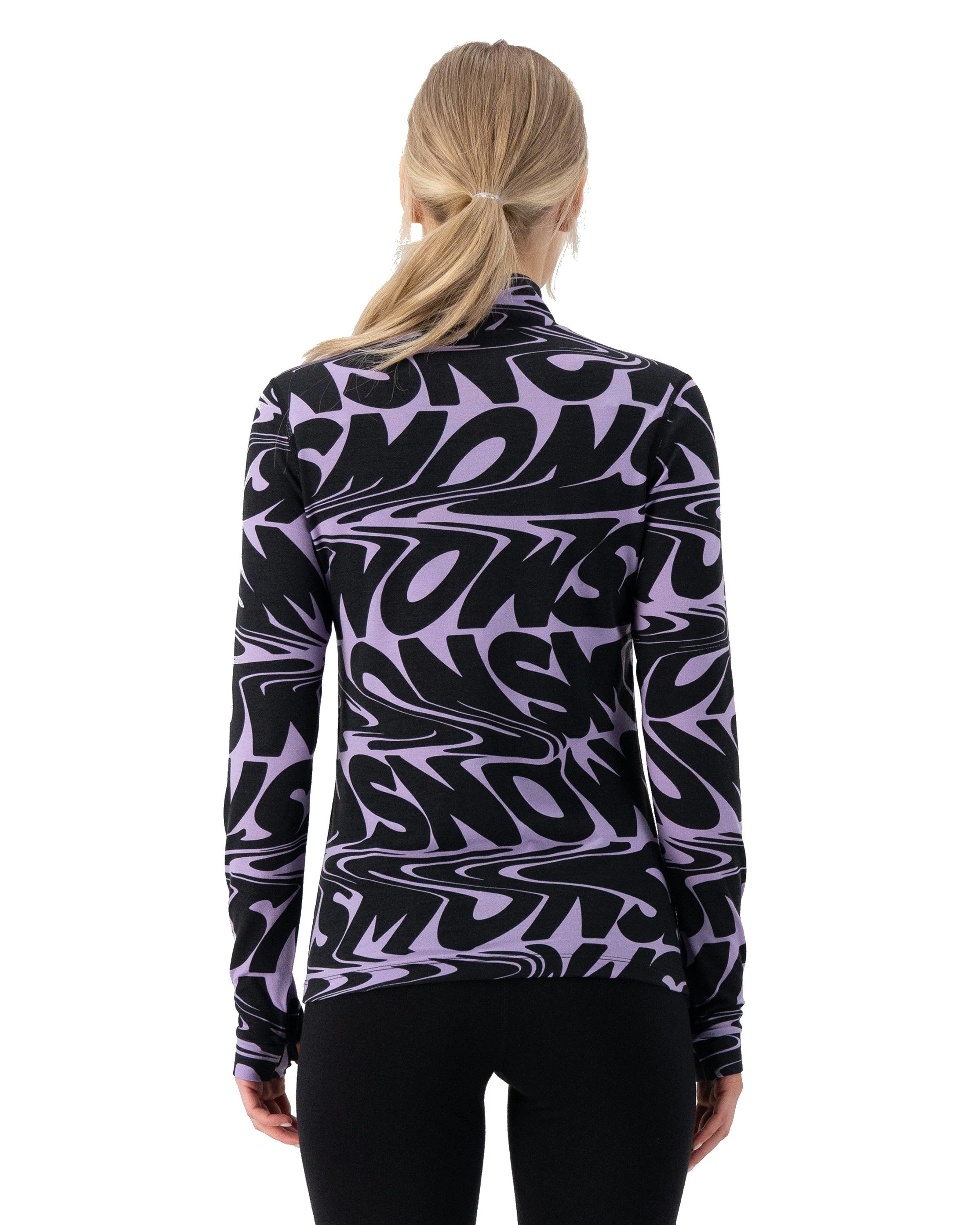 Women's Cascade 200 Flex Mock Neck Base Layer - Black / Purple - Image 3