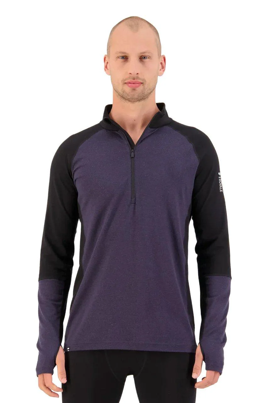 Men's Olympus Merino 1/2 Zip Base Layer Top - Black / Grey - Image 2
