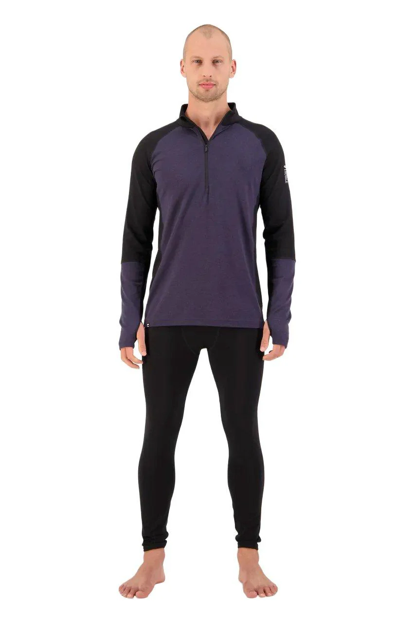 Men's Olympus Merino 1/2 Zip Base Layer Top - Black / Grey - Image 3